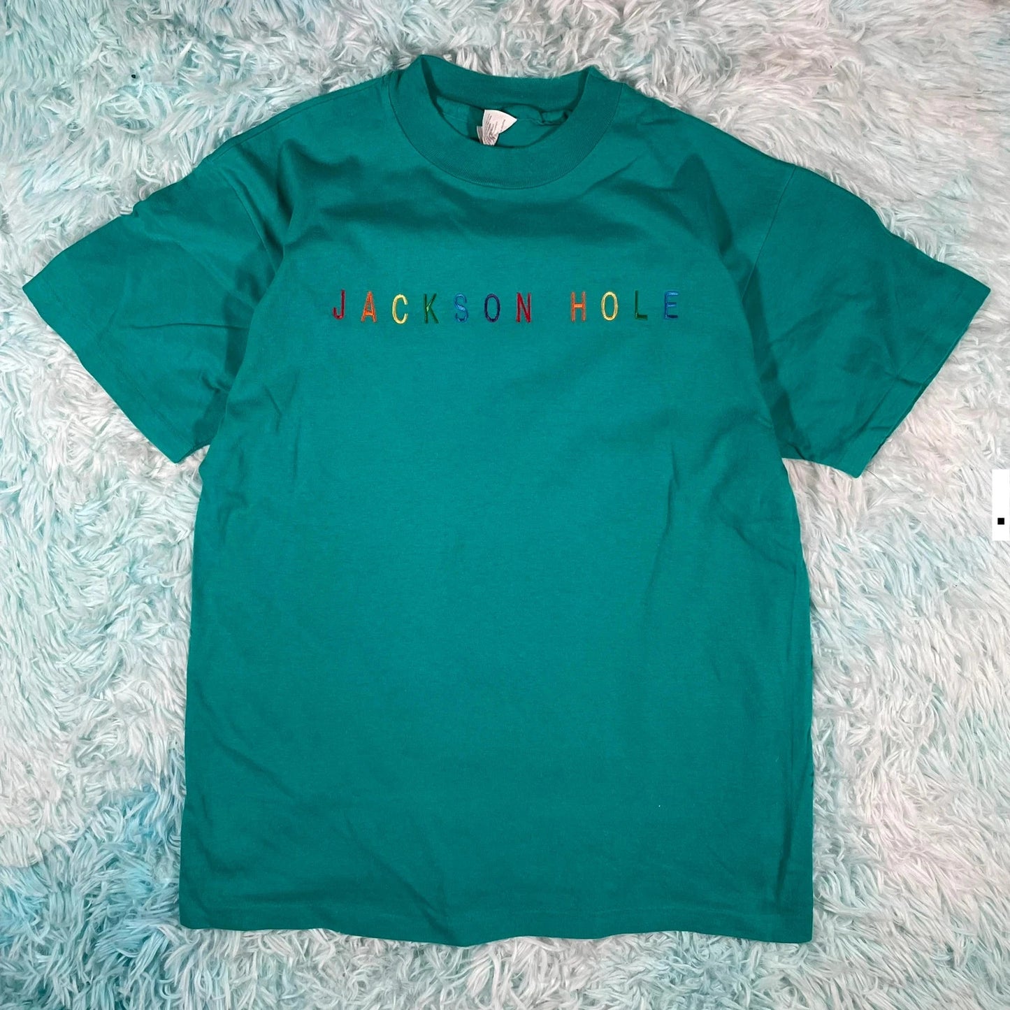 Vintage 90s Turquoise Jackson Hole T Shirt - Medium