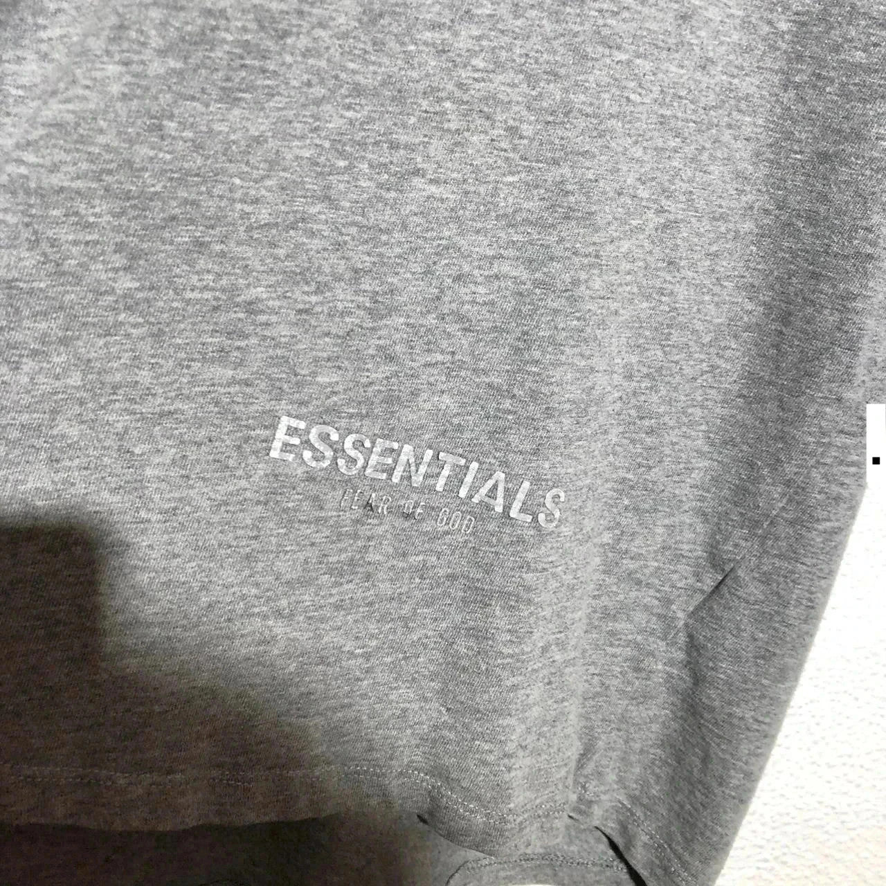 Grey Fear of God Essentials T Shirt Reflective Print - Large