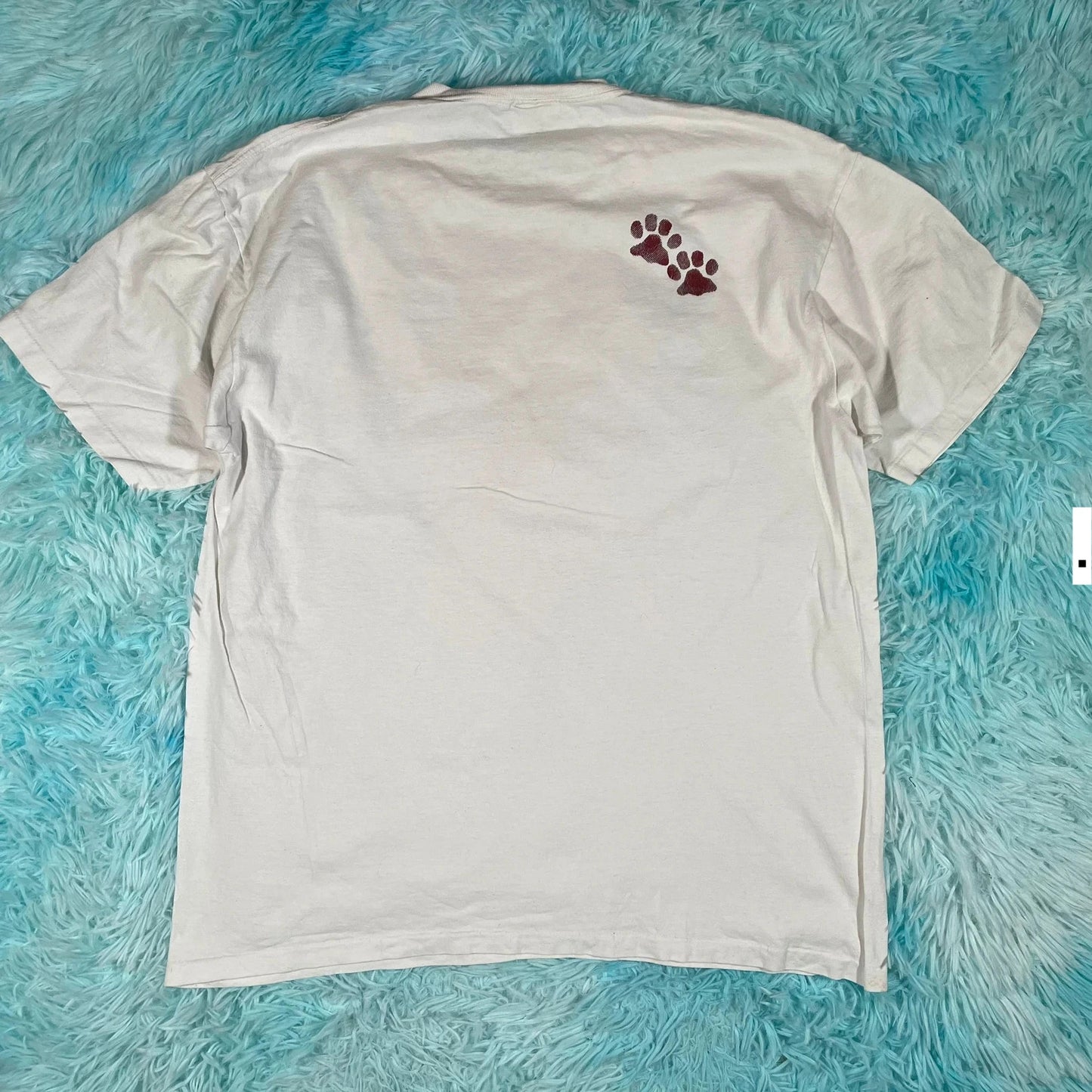 Vintage 90s White Dog Print T Shirt - Large