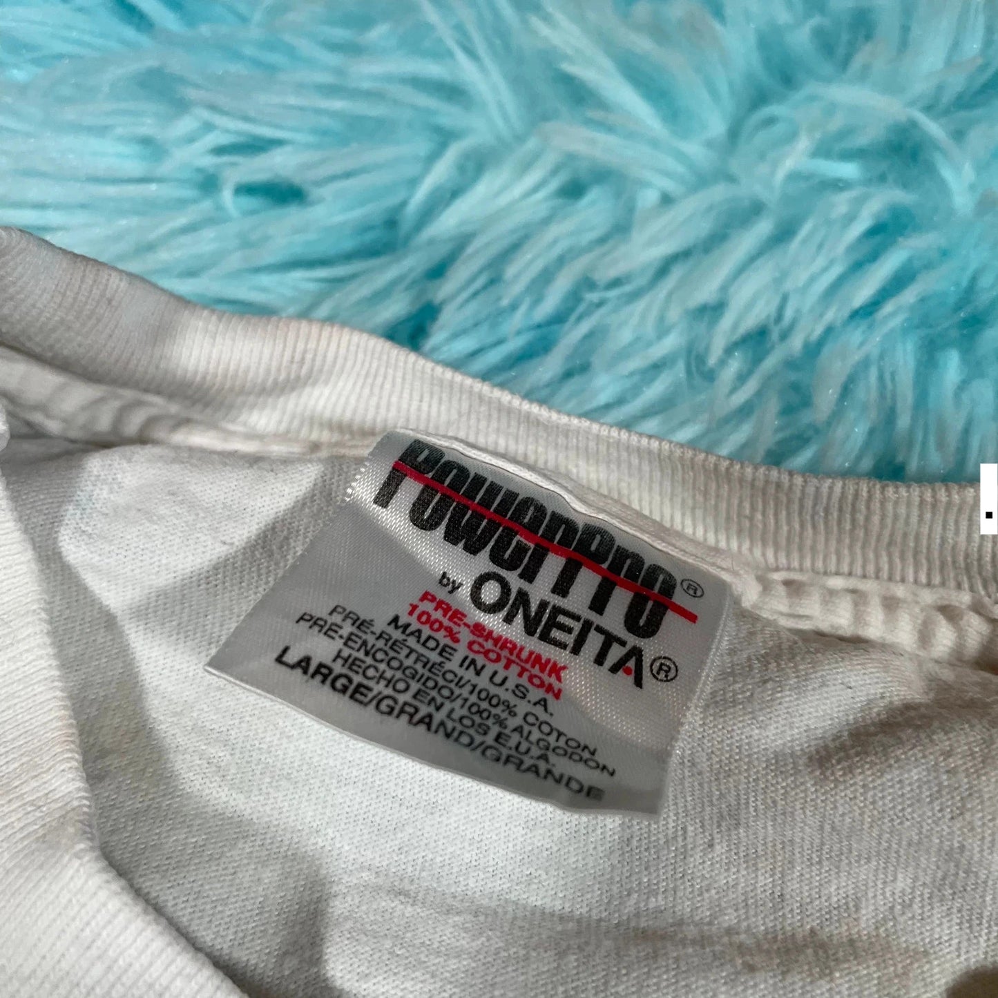 Vintage 90s White Dog Print T Shirt - Large