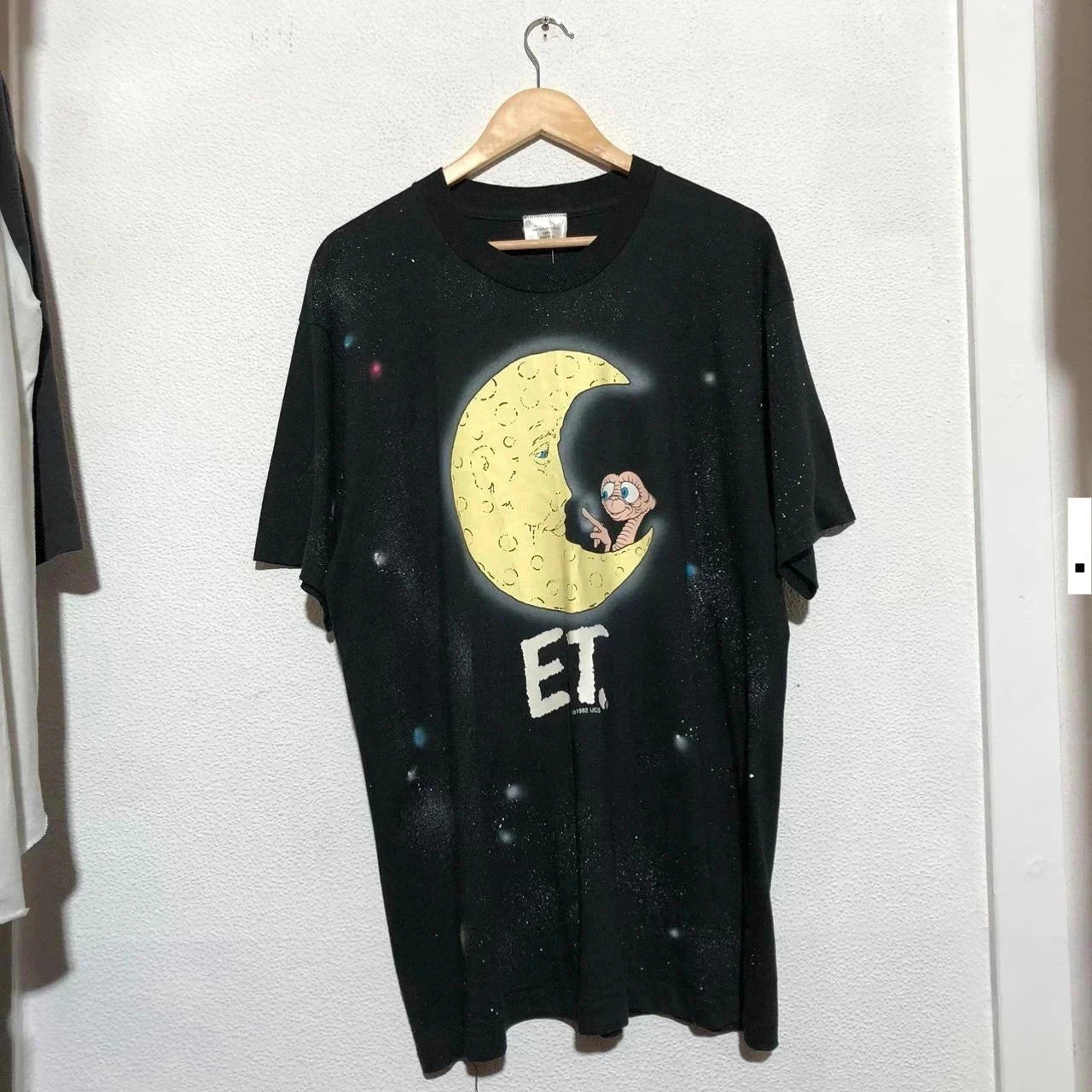 Vintage Black 1982 ET Movie Promo T Shirt All Over Print - XL