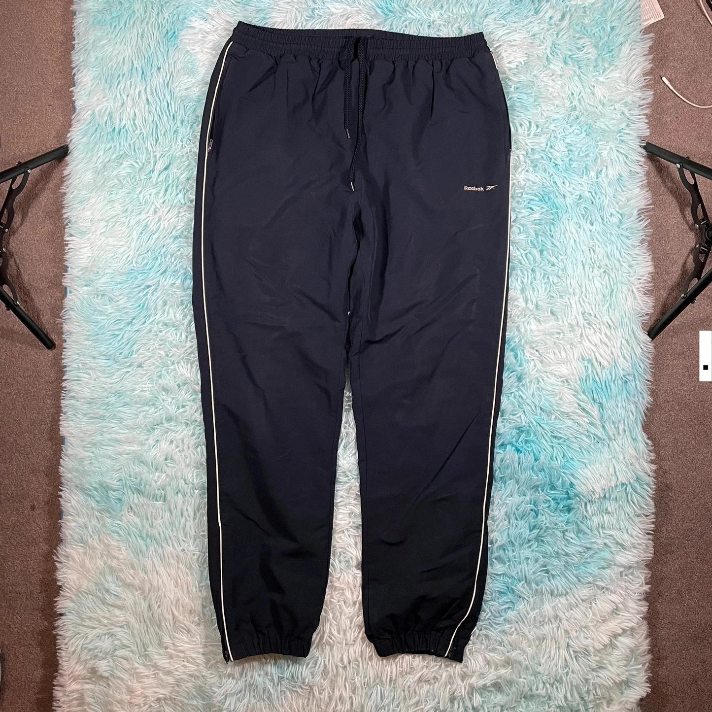 Vintage 00s Navy Reebok Tracksuit Bottoms - Large