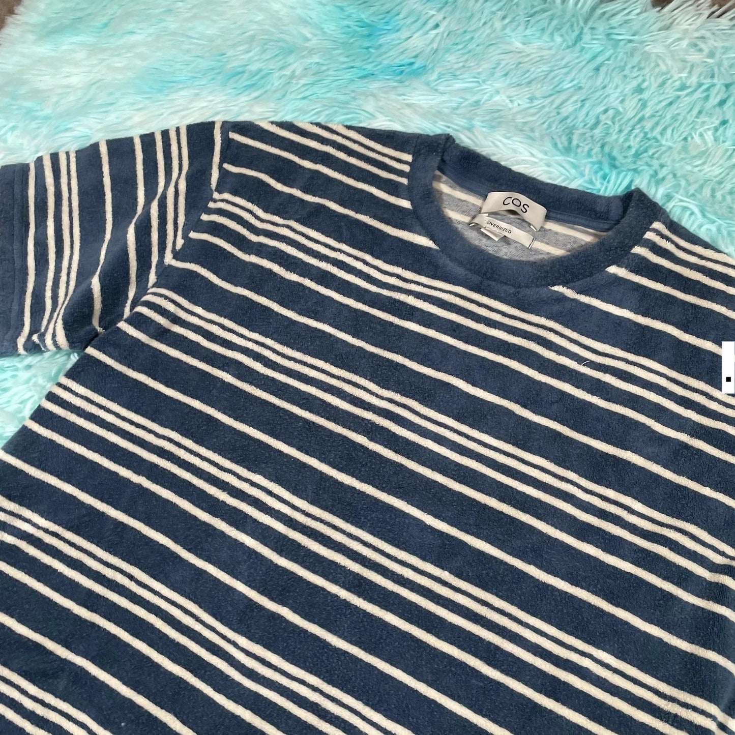 Blue & White Striped Cos T Shirt Toweled - Medium