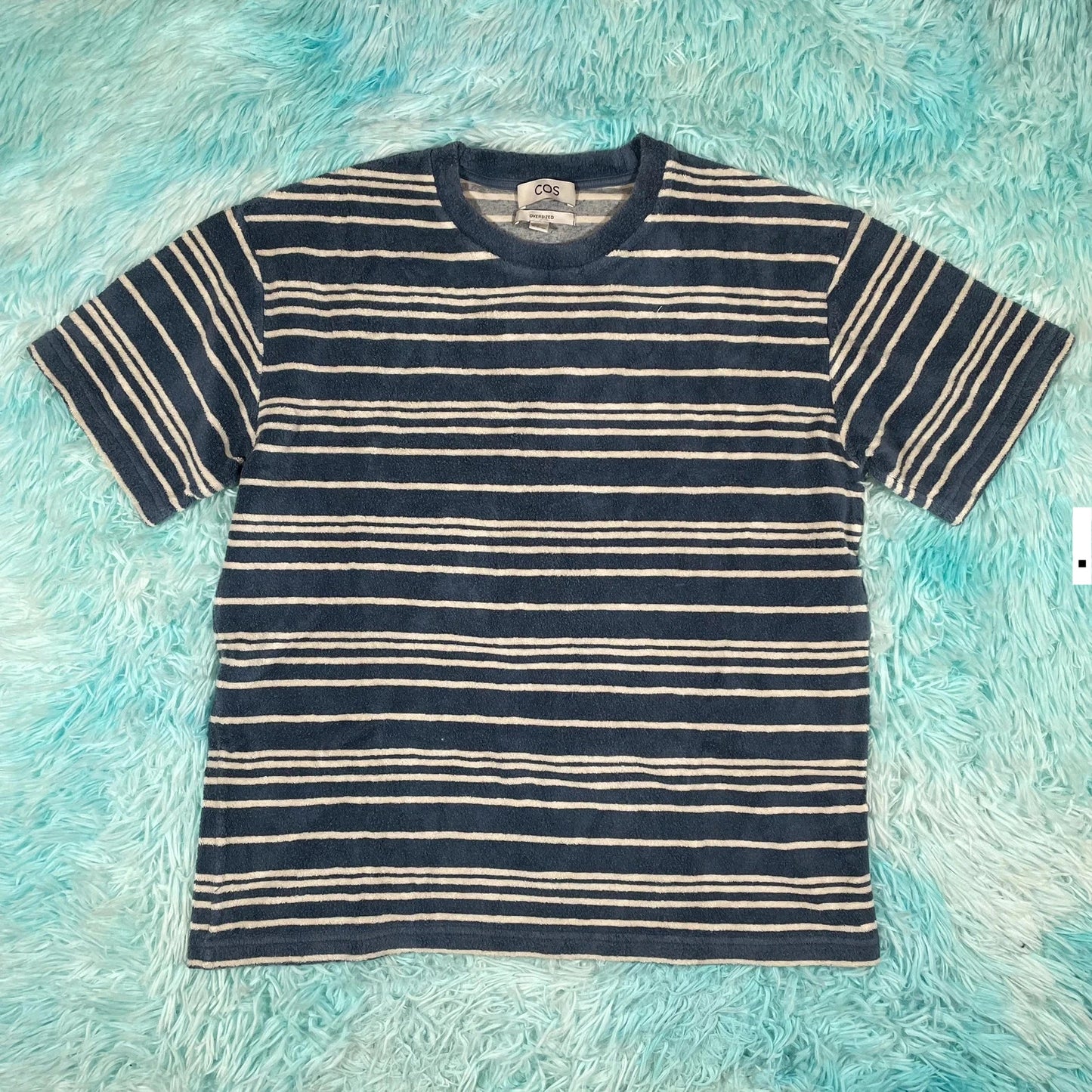 Blue & White Striped Cos T Shirt Toweled - Medium