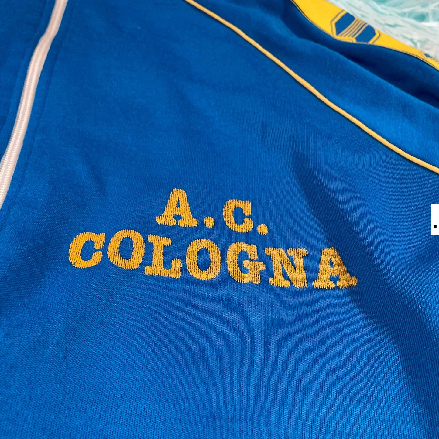 Vintage 80s Blue & Yellow AC Cologna Veneta Track Jacket - XXL