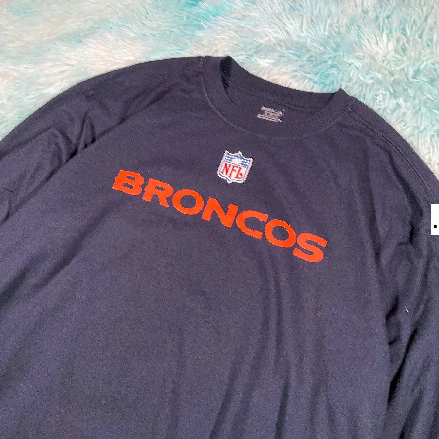 Navy Denver Broncos Graphic T Shirt Long Sleeve - XL
