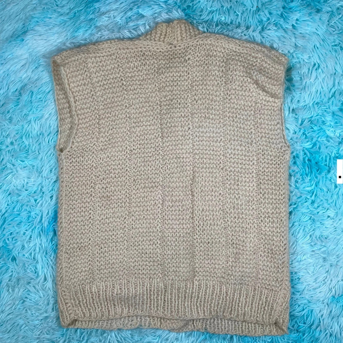 Vintage 70s Cream Sweater Vest Cardigan - XL