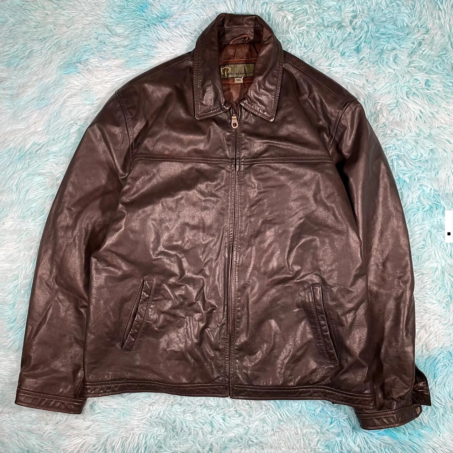 Vintage Brown Boxy Leather Jacket - XXL