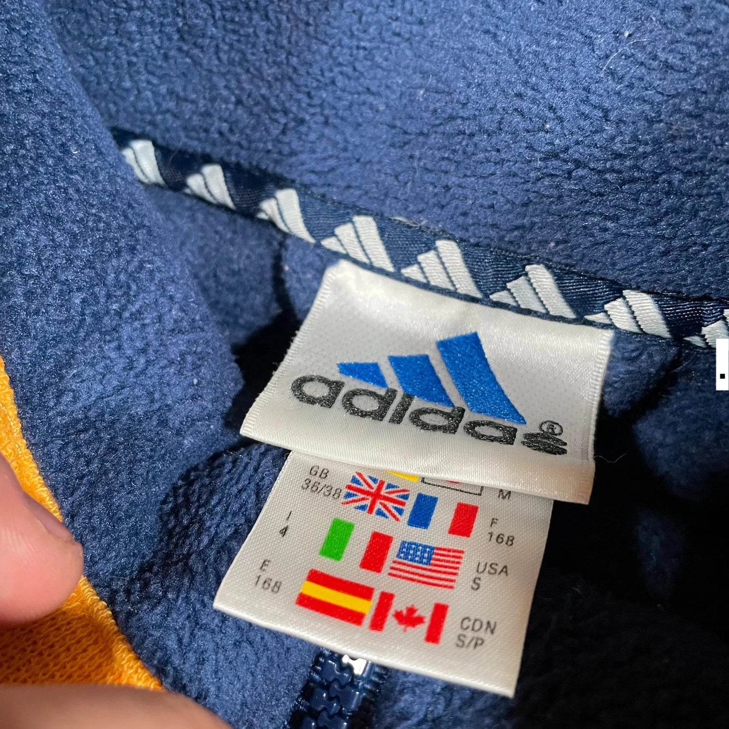 Vintage 90s Navy Adidas Fleece Full Zip - Small