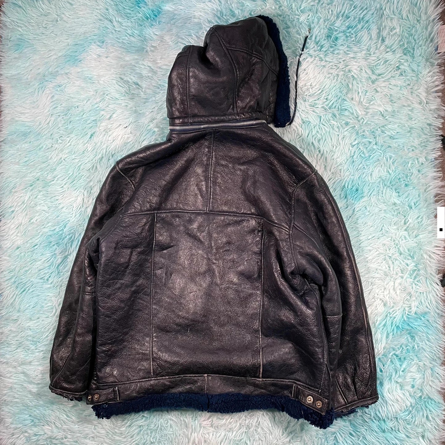 Vintage 90s Navy Shearling Jacket - Size 18