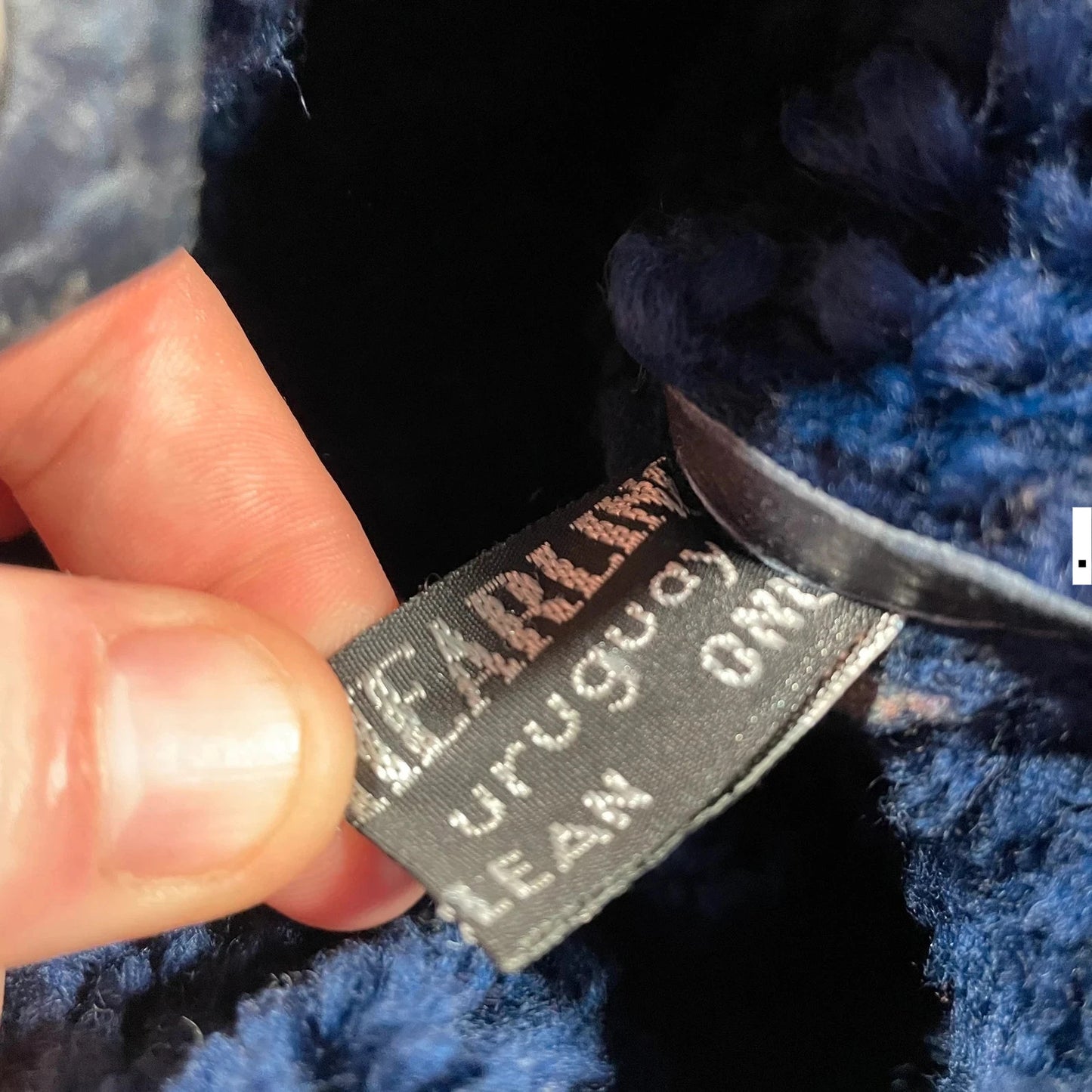 Vintage 90s Navy Shearling Jacket - Size 18