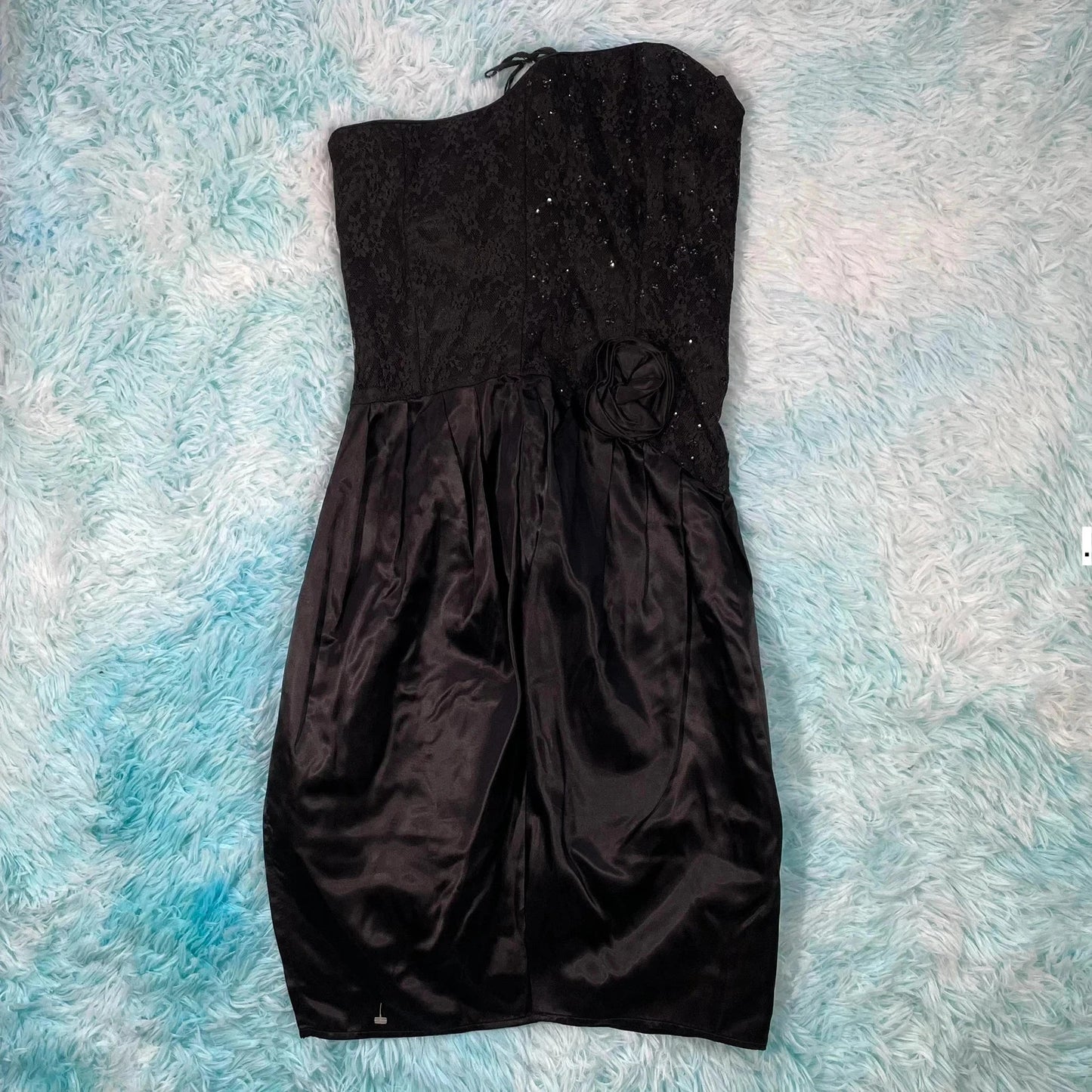Vintage 80s Black Gunne Sax Strapless Dress - Size 7