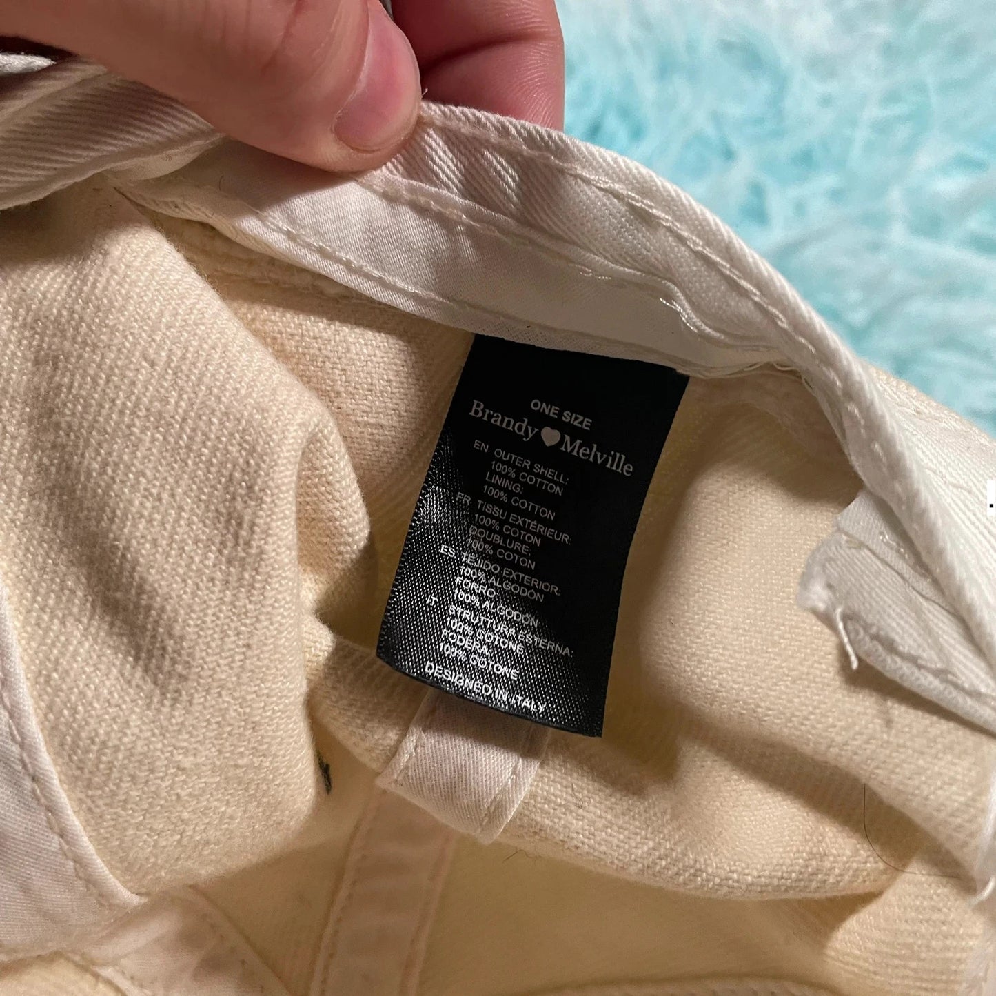 Beige & Navy Brandy Melville Plain Cap