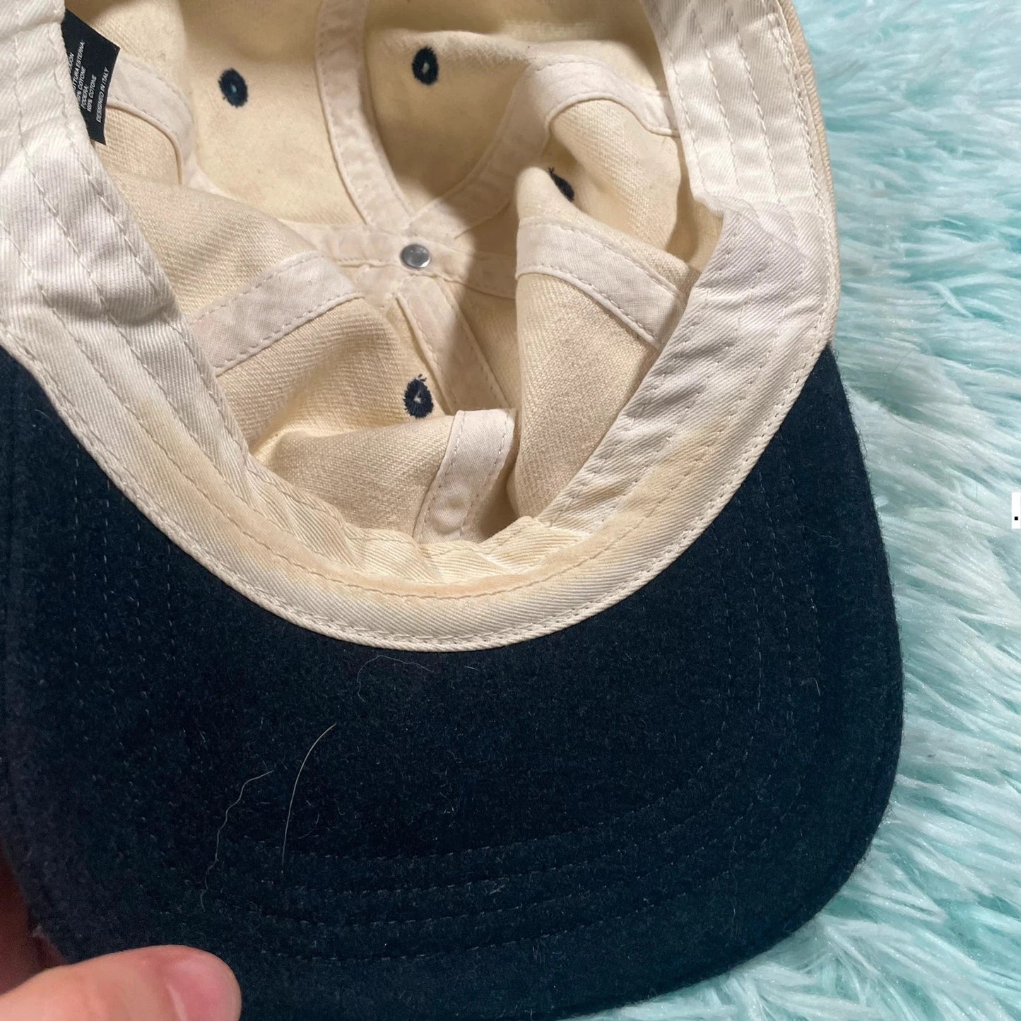 Beige & Navy Brandy Melville Plain Cap
