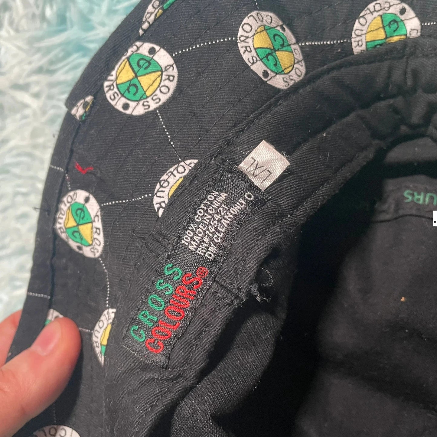 Vintage Black Cross Colours Bucket Hat