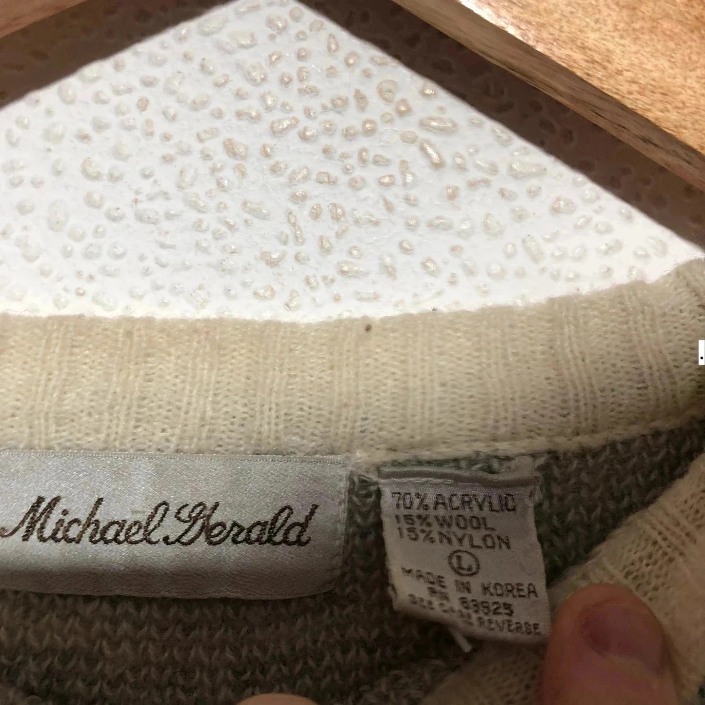 Vintage 90s Grey Knitted Jumper Winter Patterned - large