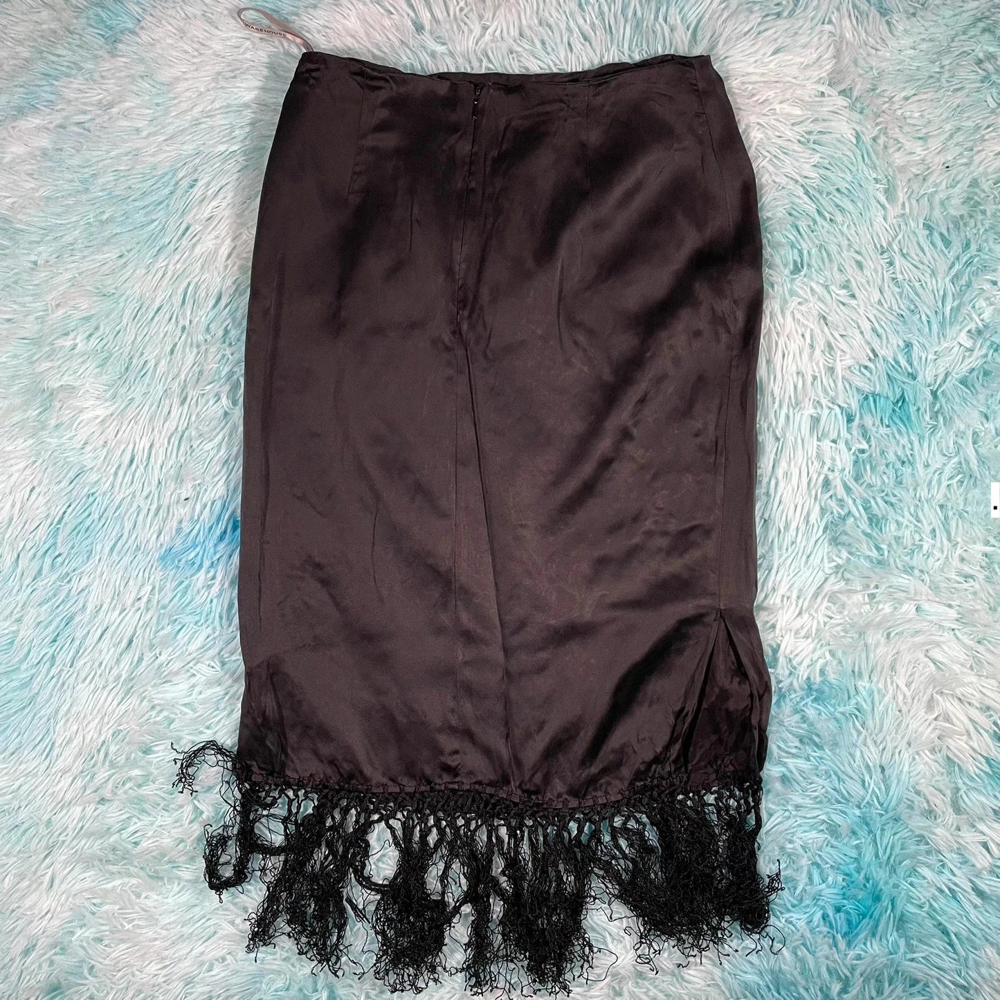 Black Floral Warehouse Silk Pencil Skirt - Size 10
