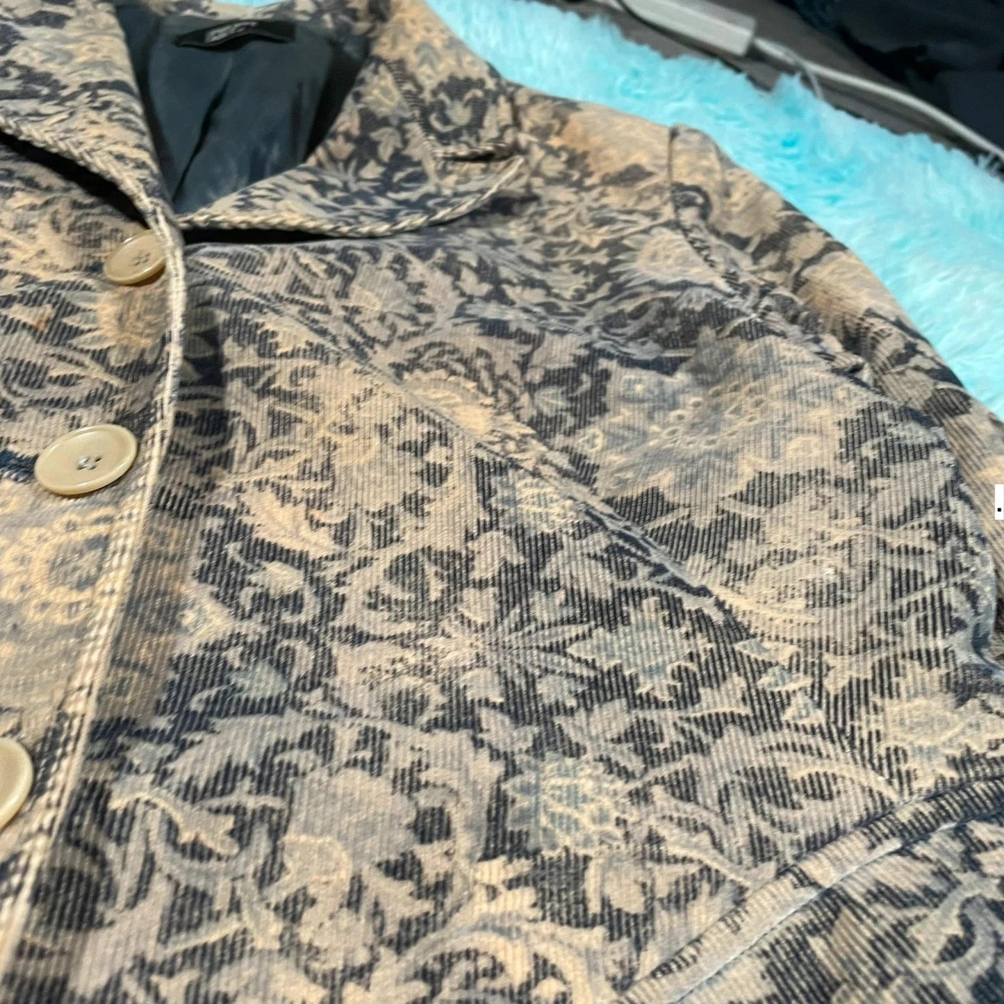 Vintage Floral Corduroy Philippe Adec Blazer - UK14