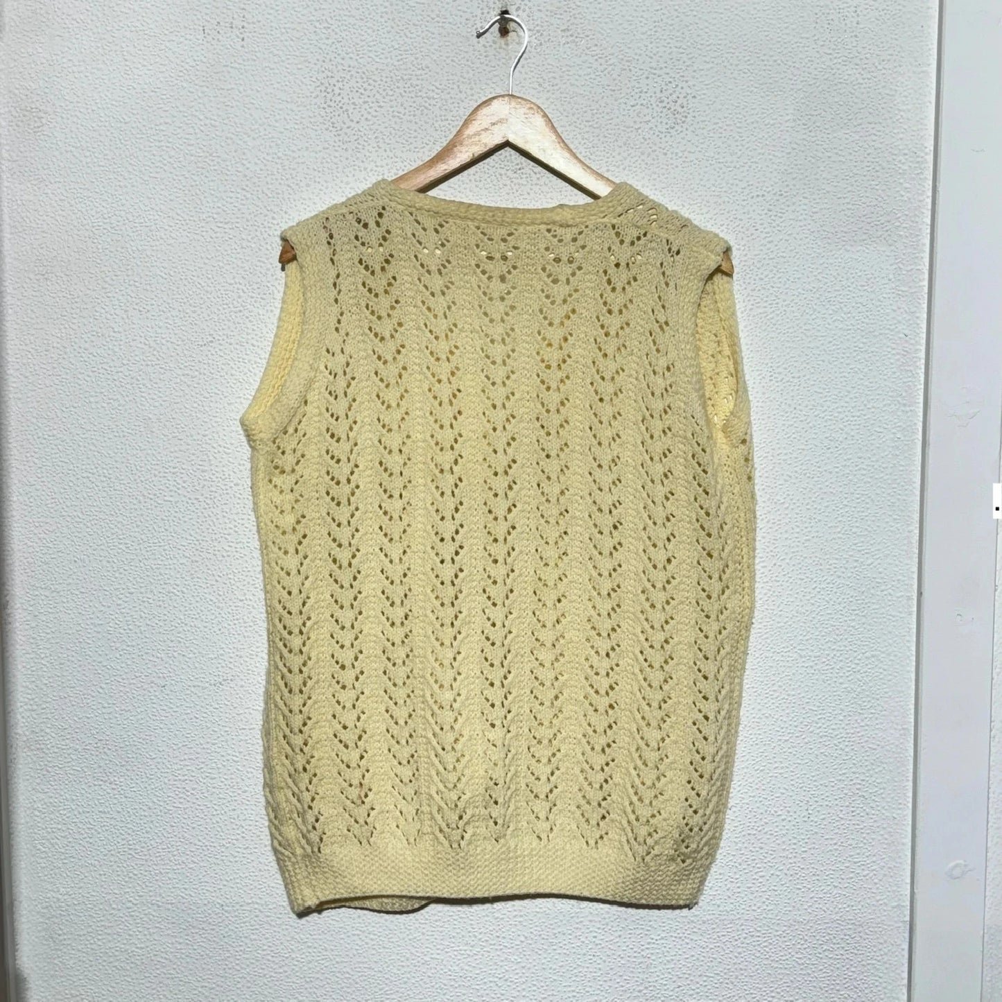 Vintage 90s Cream Sweater Vest Cardigan - Small