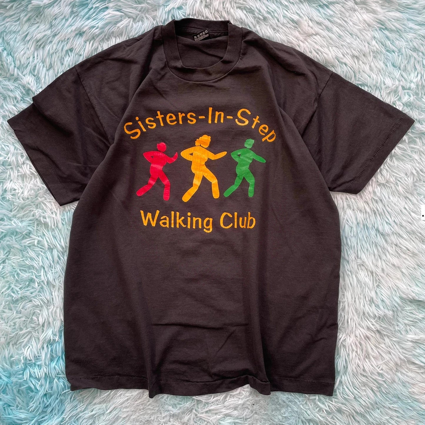 Vintage 90s Black Walking Club Graphic T Shirt - XL
