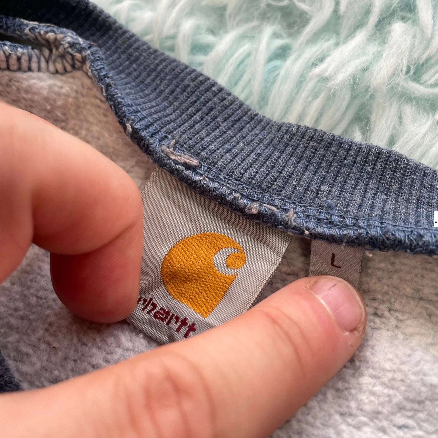 Vintage Blue Carhartt Sweatshirt - Large