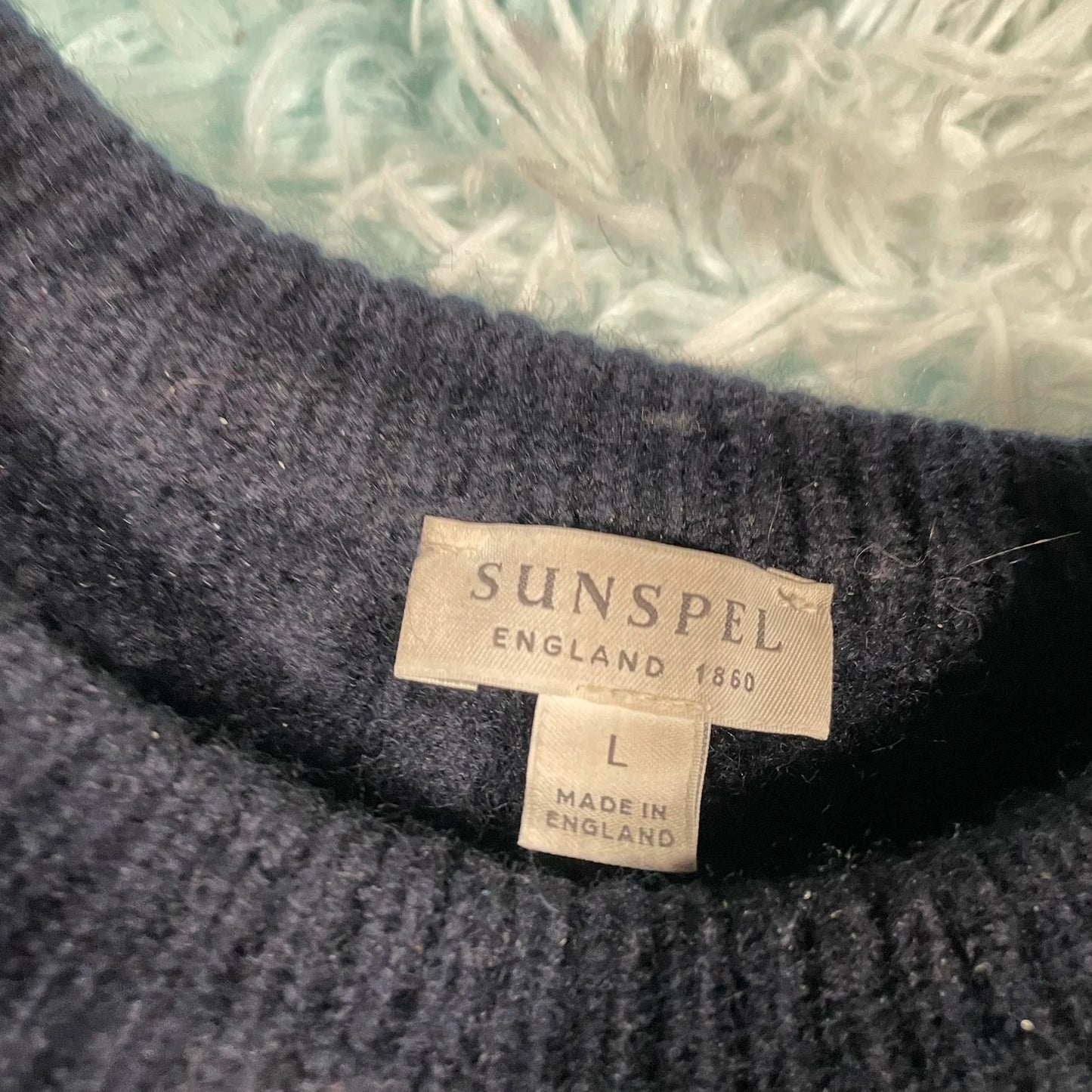 Dark Navy Sunspel Wool Knitted Jumper - Small