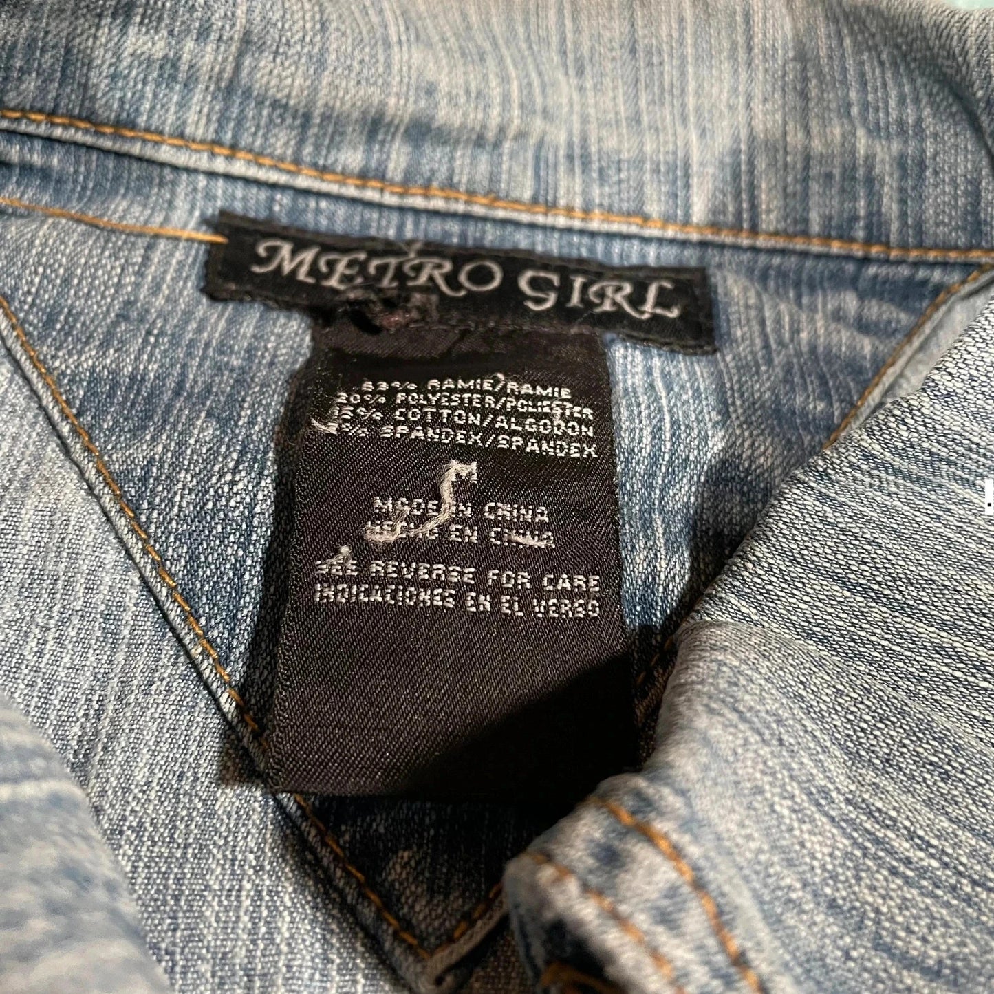 Vintage Y2K Denim Jacket Metro Girl - Medium