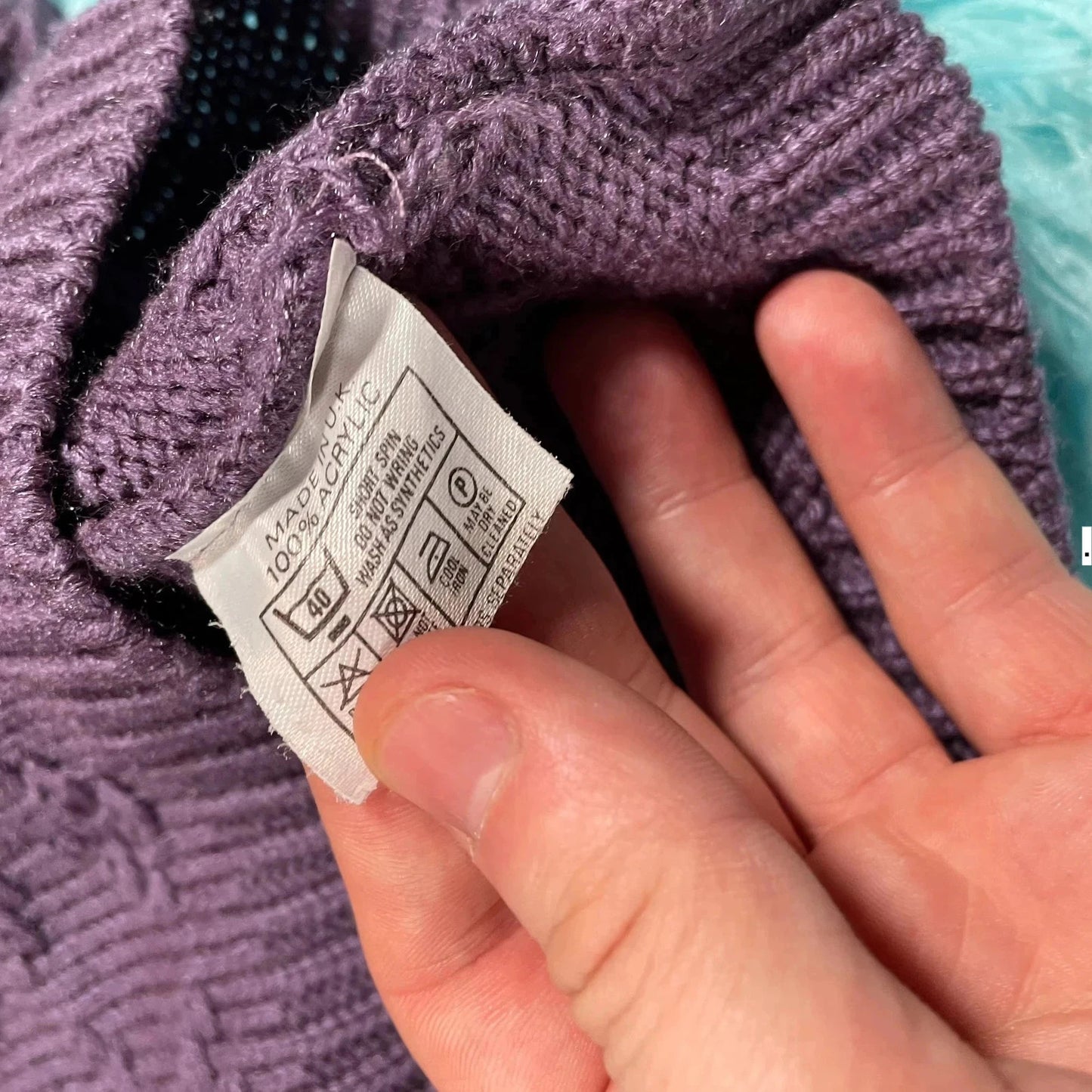 Vintage 80s Purple Knitted Jumper - Size 12