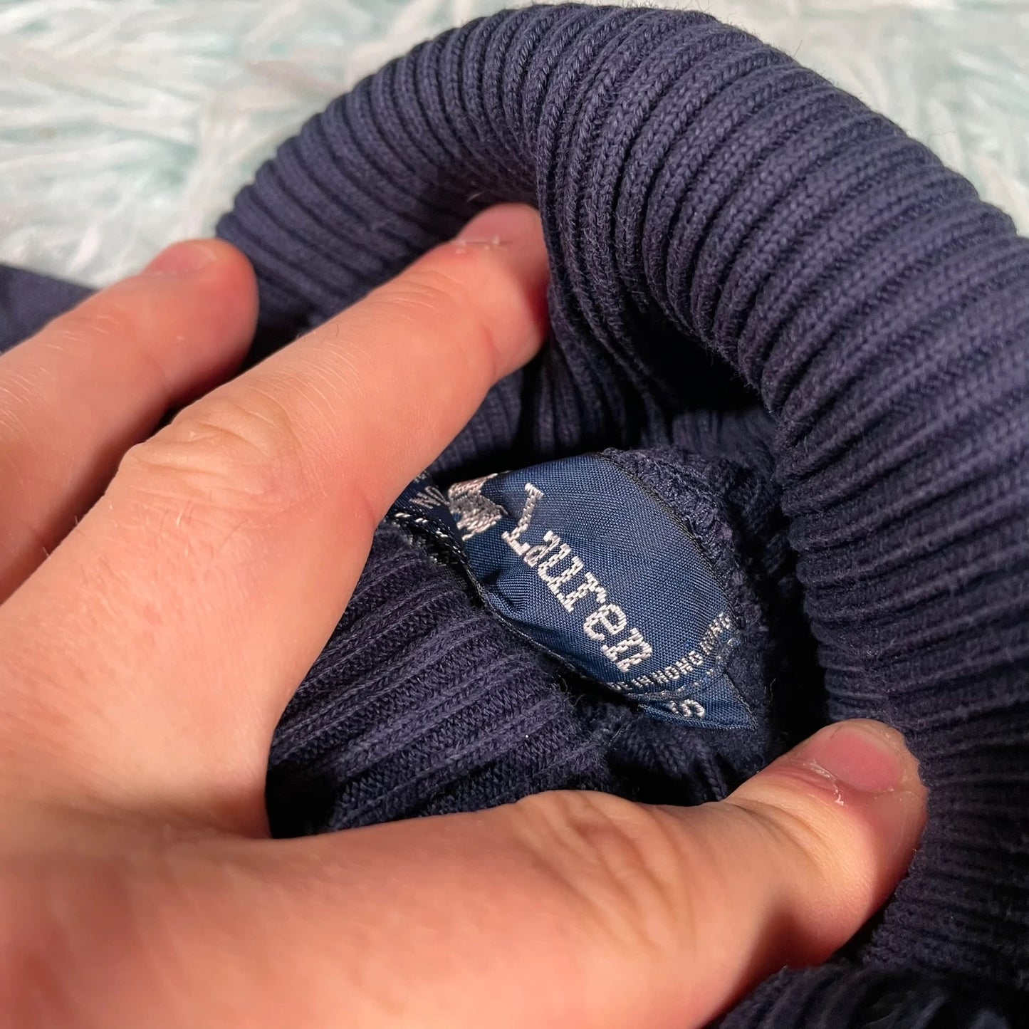 Vintage 90s Navy Ralph Lauren Skiing Rollneck Sweatshirt - Small