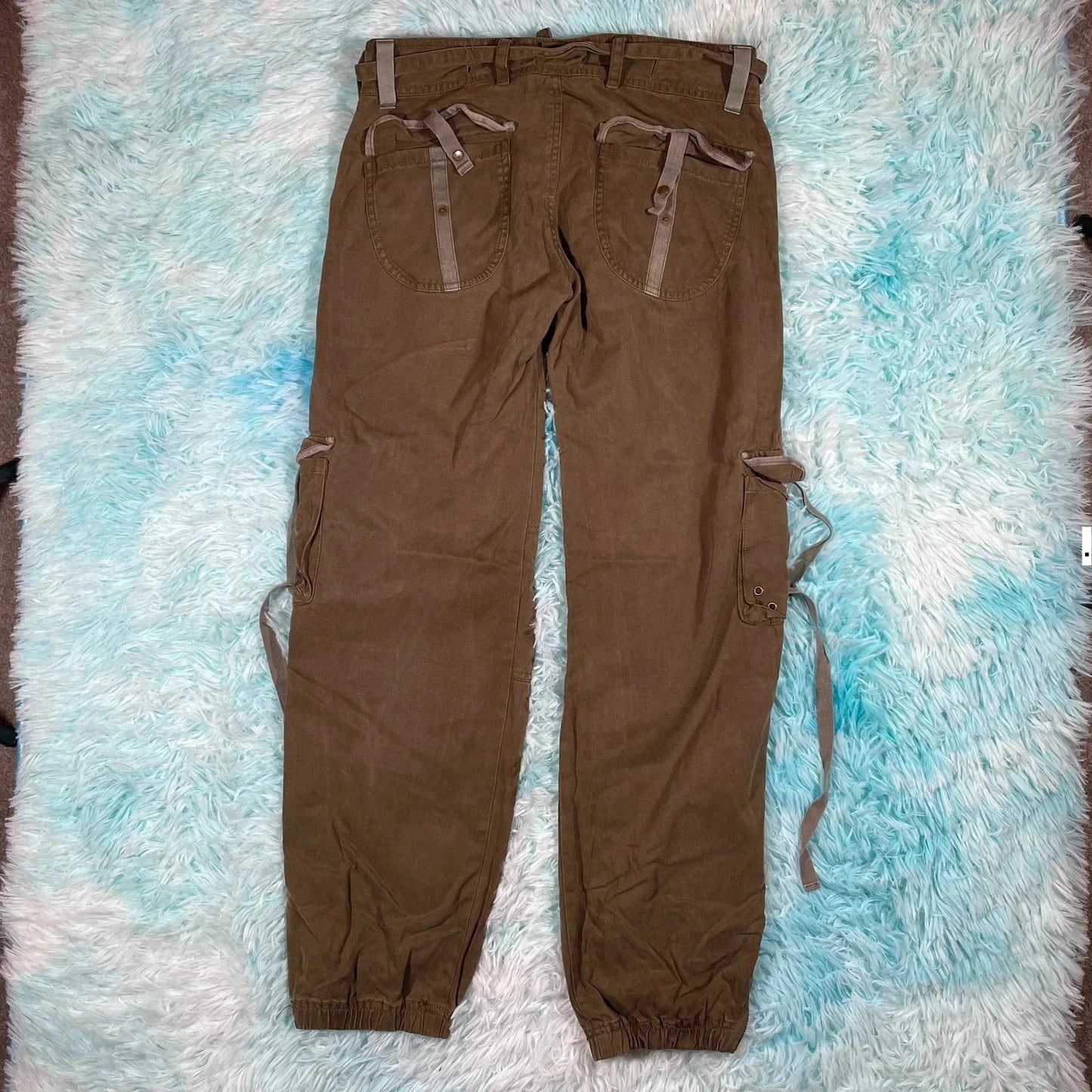 Vintage 00s Y2K Brown Combat Cargo Trousers - UK8