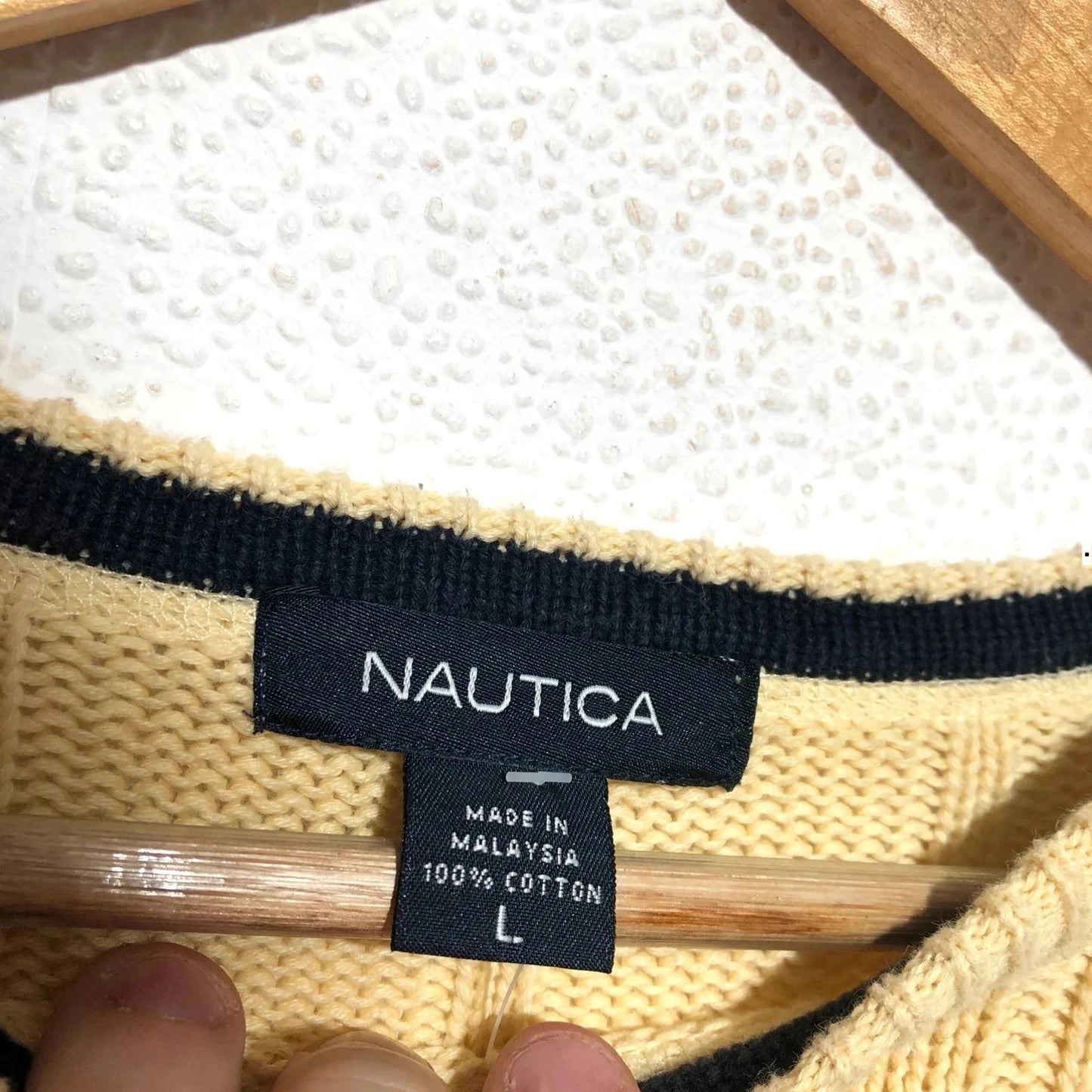 Vintage Yellow Nautica Knitted Jumper Heavyweight - Large