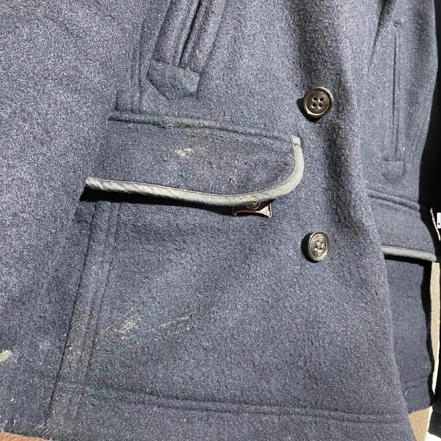 Dark Navy Barbour Wool Jacket - Large