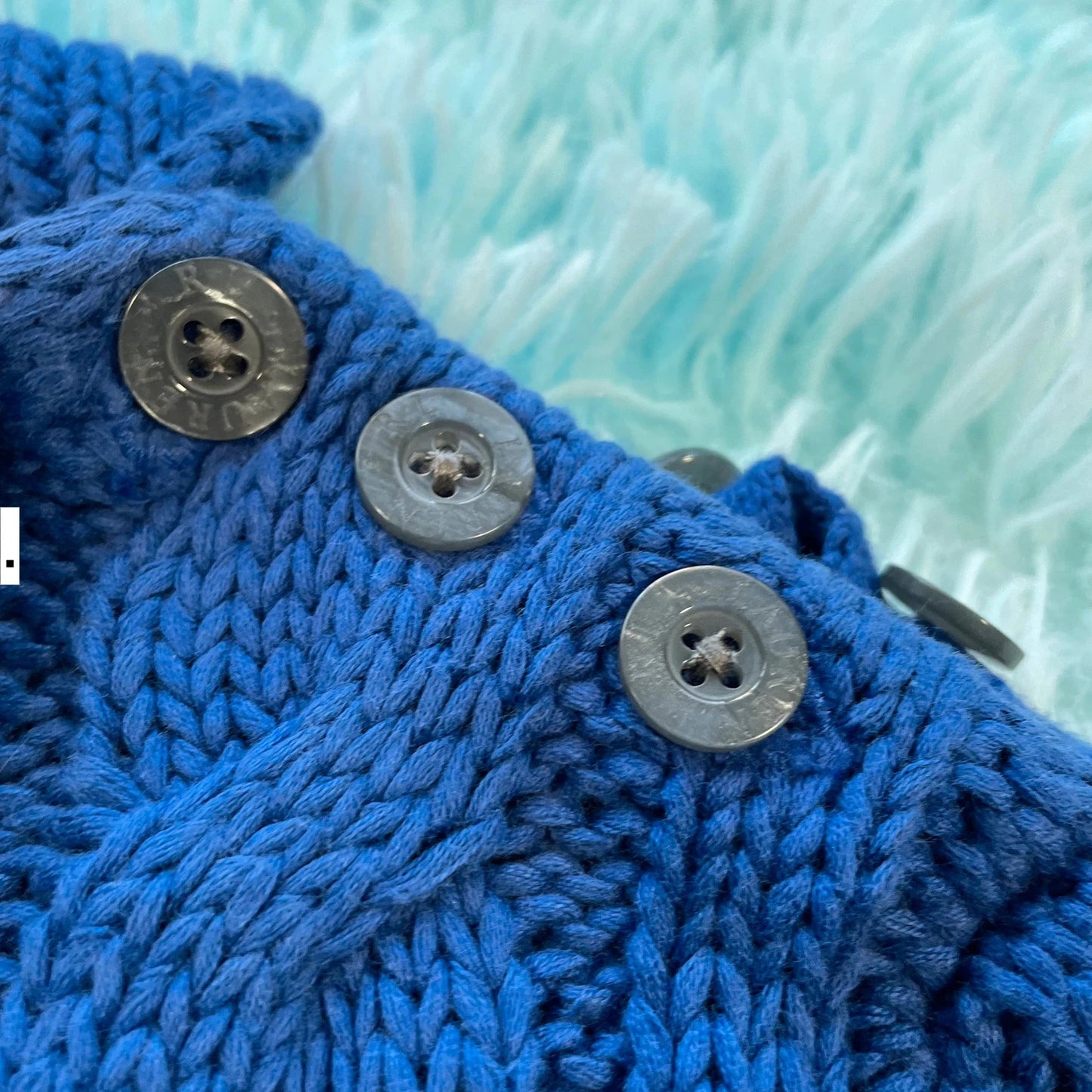 Blue Ralph Lauren Cable Knitted Jumper Collared - Large