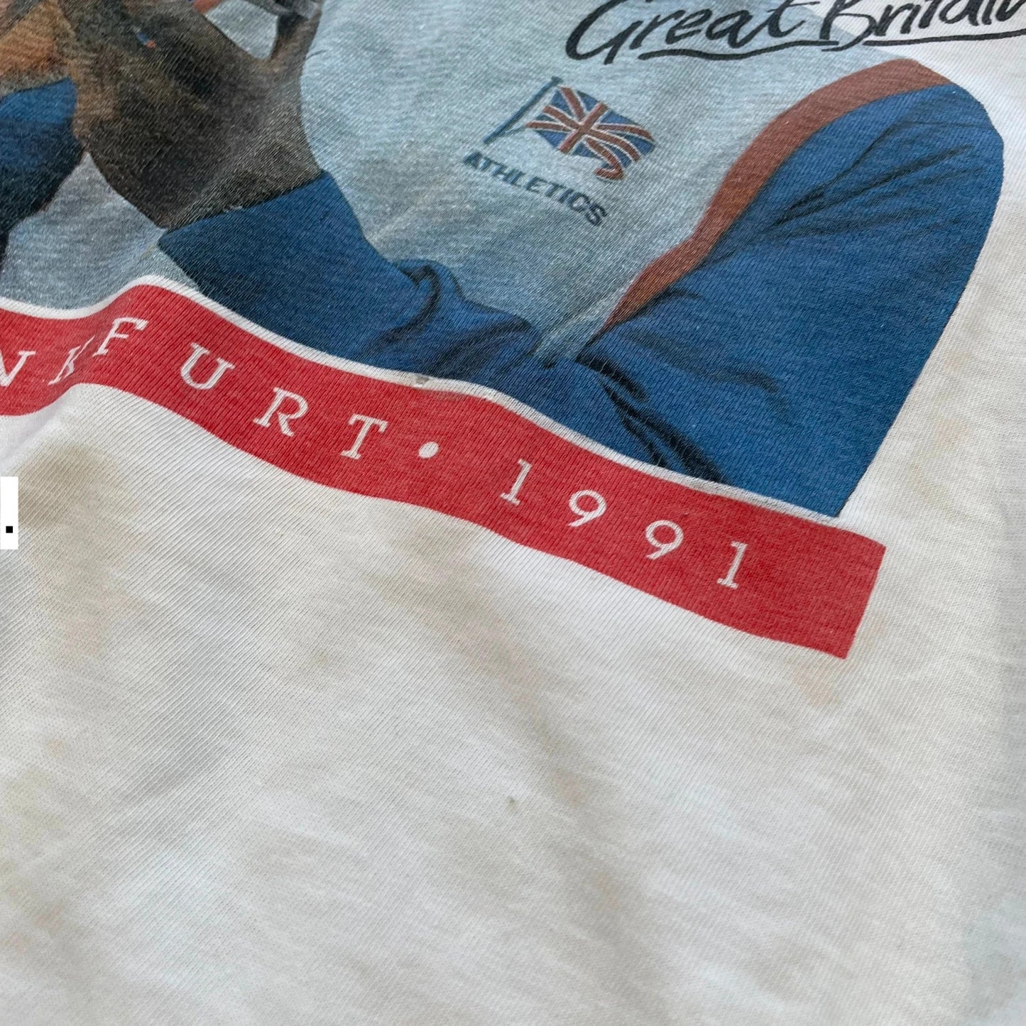 Vintage White 1991 Athletics European Cup Graphic T Shirt - Medium