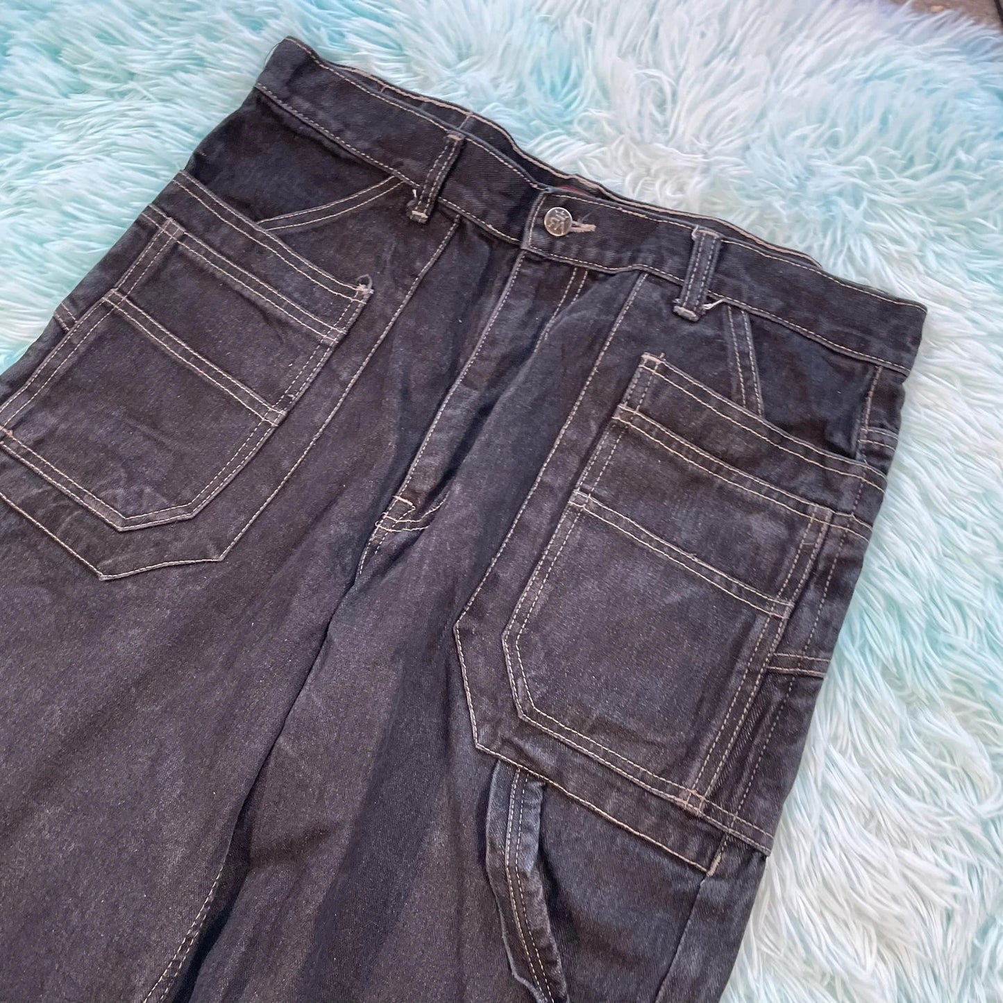 Vintage Black Red Ape Denim Jean Shorts Jorts - 36W