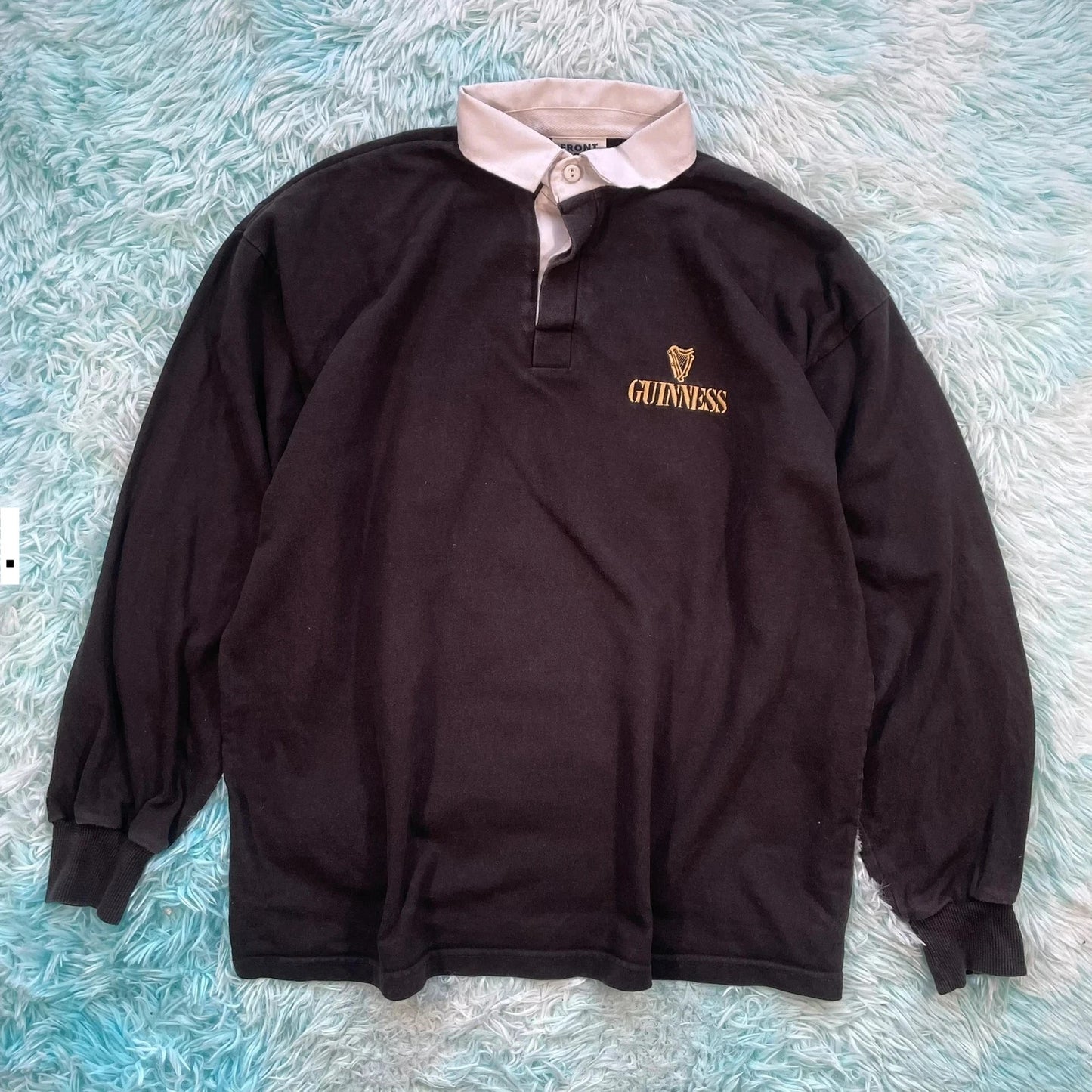 Vintage 90s Black Guinness Rugby Shirt - XL