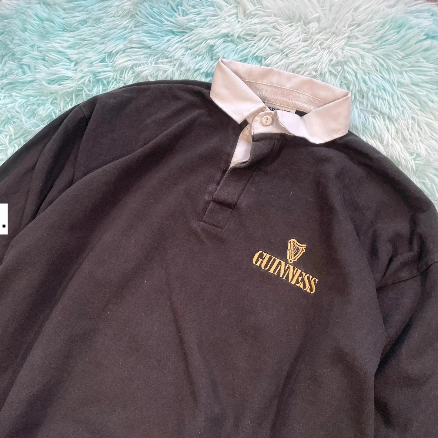 Vintage 90s Black Guinness Rugby Shirt - XL