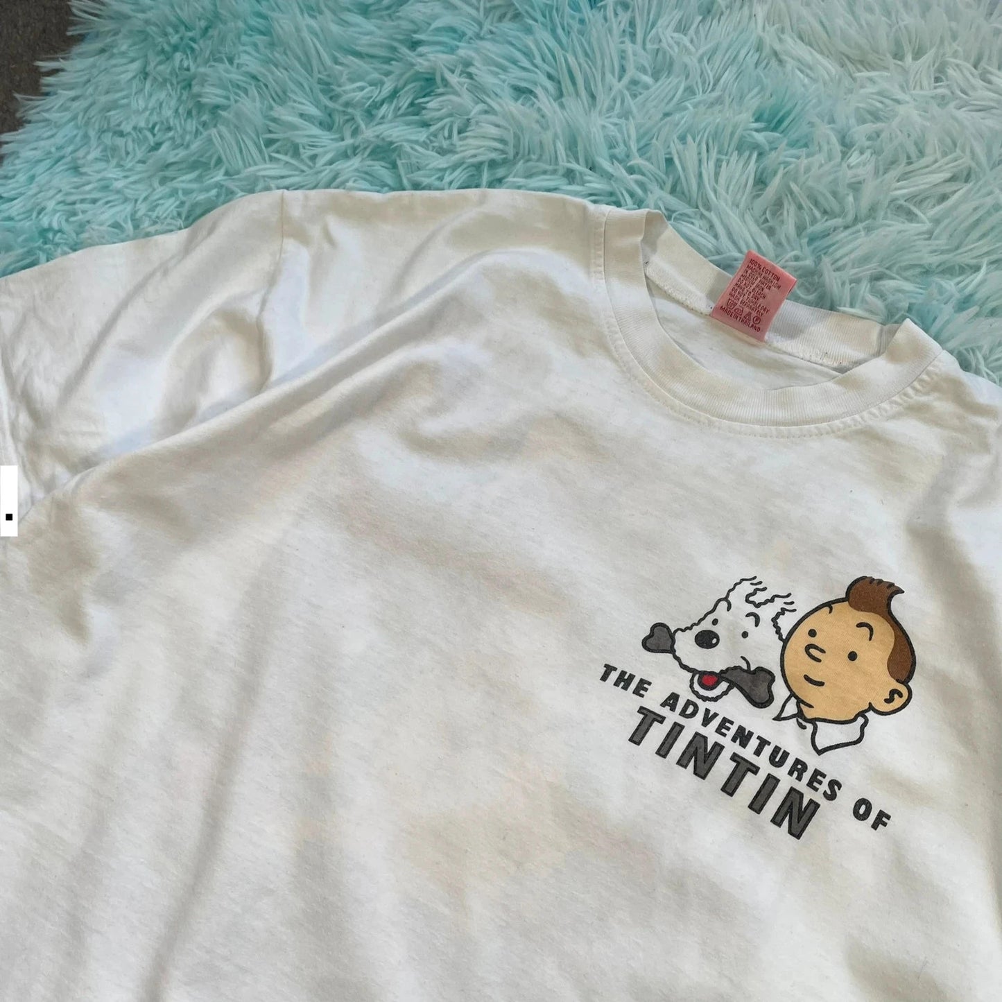 Vintage 90s White Tintin in the Congo Graphic T Shirt - XL