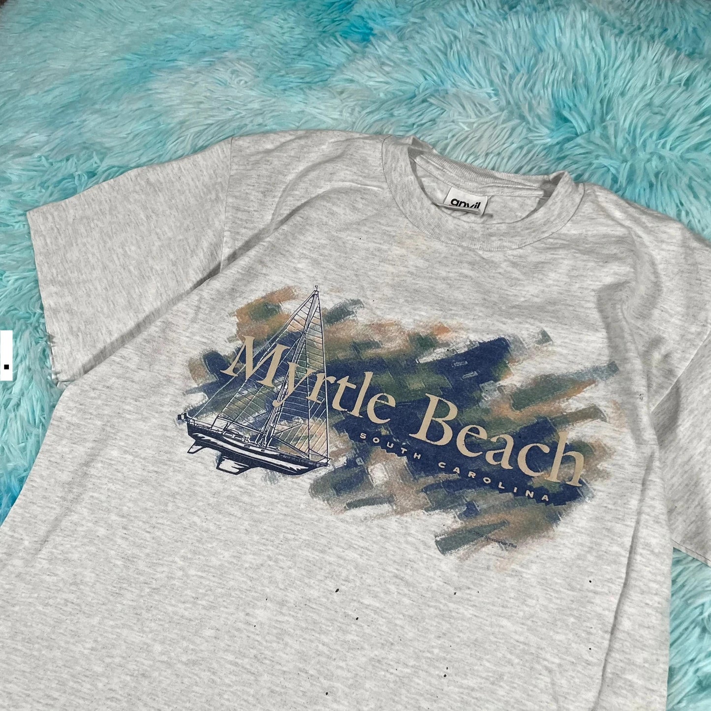 Vintage 90s Grey Myrtle Beach Graphic T Shirt - Medium