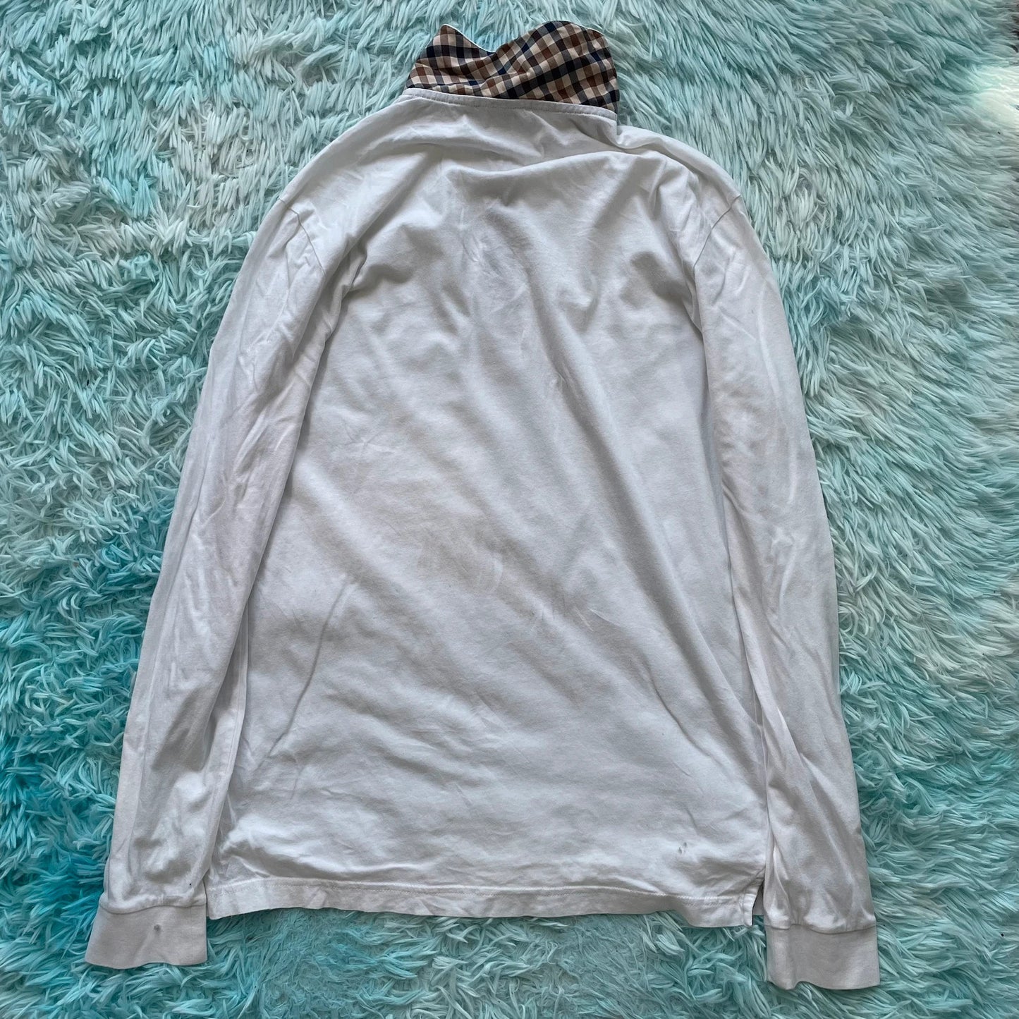 White Aquascutum Long Sleeve Polo Shirt - Medium