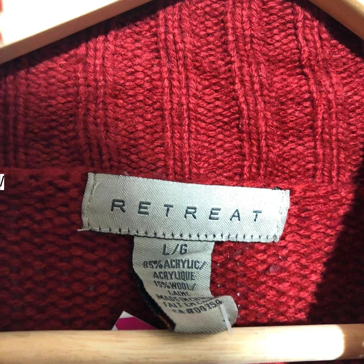 Vintage Red Patterned Snowflake Knitted Jumper Full Zip - Large