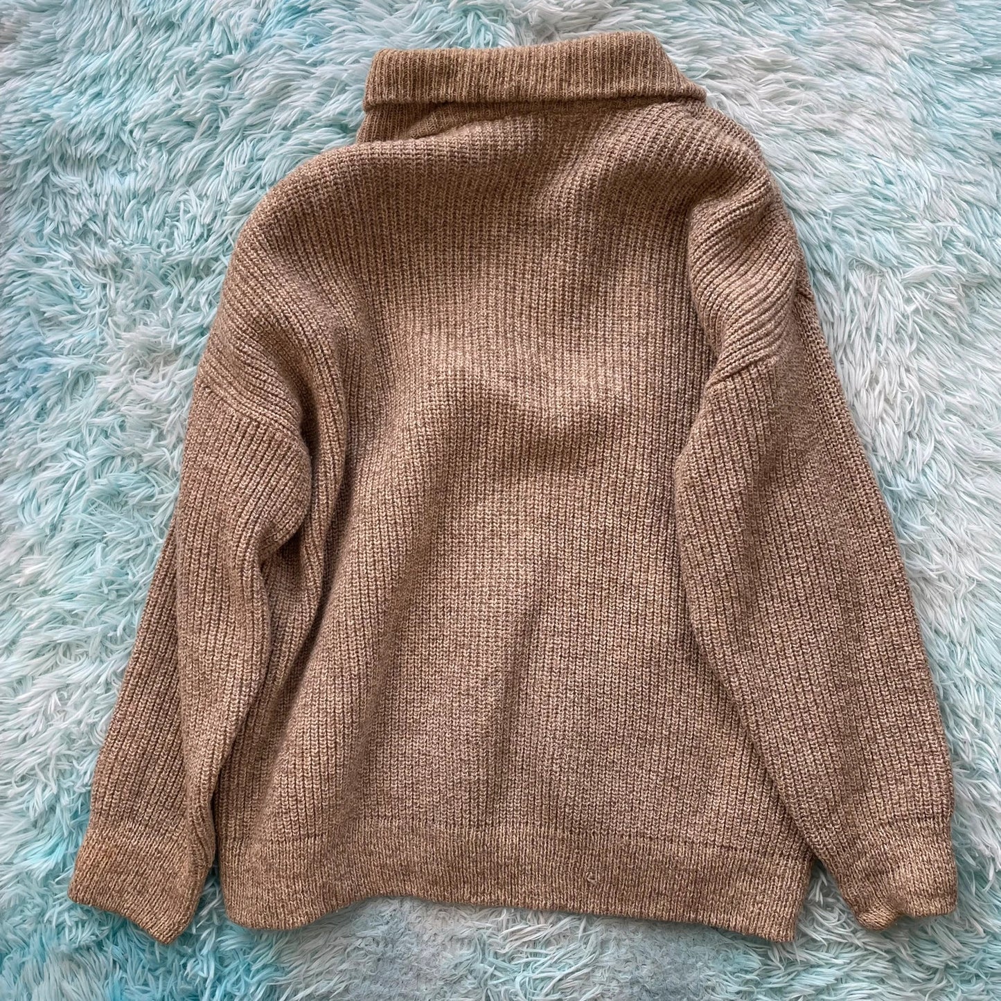 Vintage 90s Beige Heavyweight Knitted Jumper Wool France - Large
