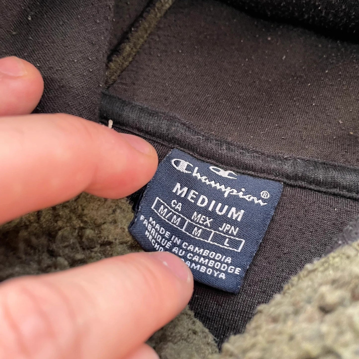 Khaki Camo Champion Sherpa Fleece Hoodie - Medium
