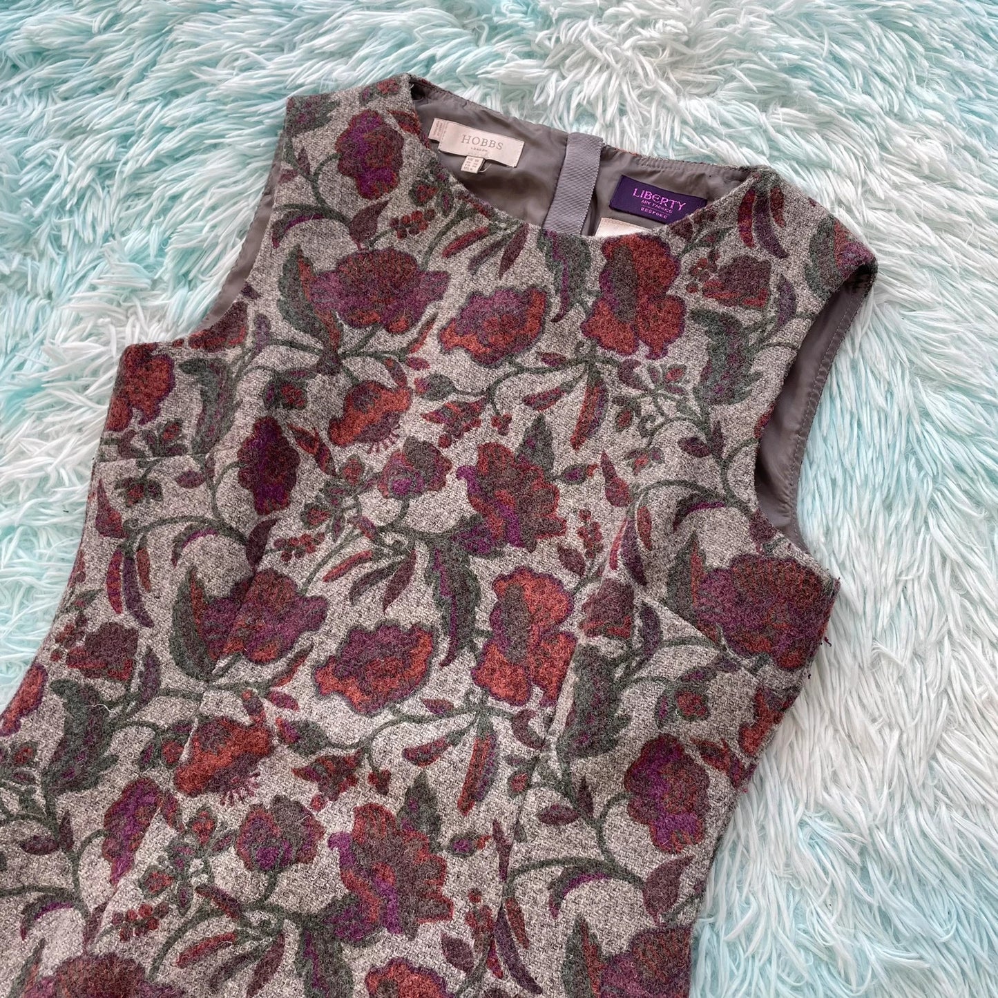Grey Floral Hobbs Harris Tweed Dress Pencil - Size 10