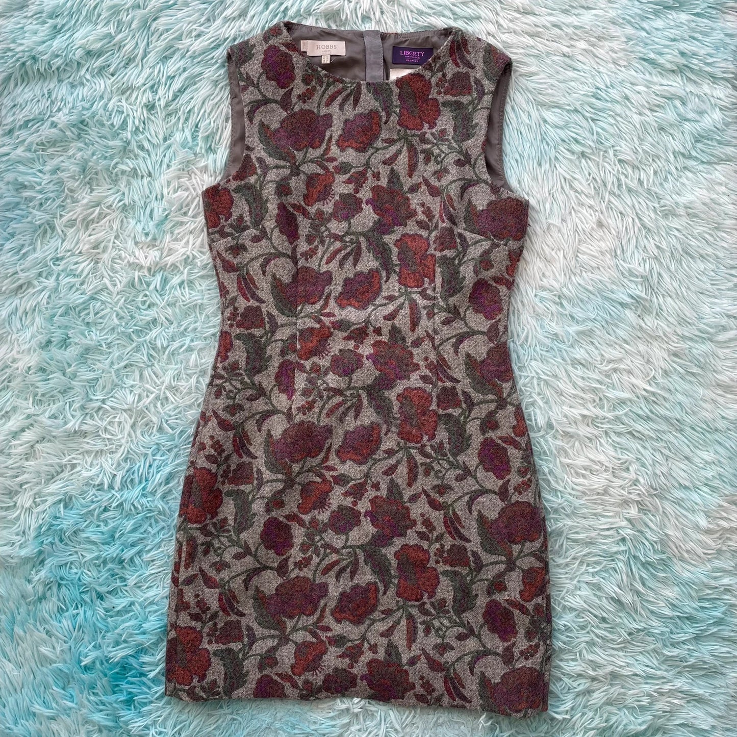 Grey Floral Hobbs Harris Tweed Dress Pencil - Size 10