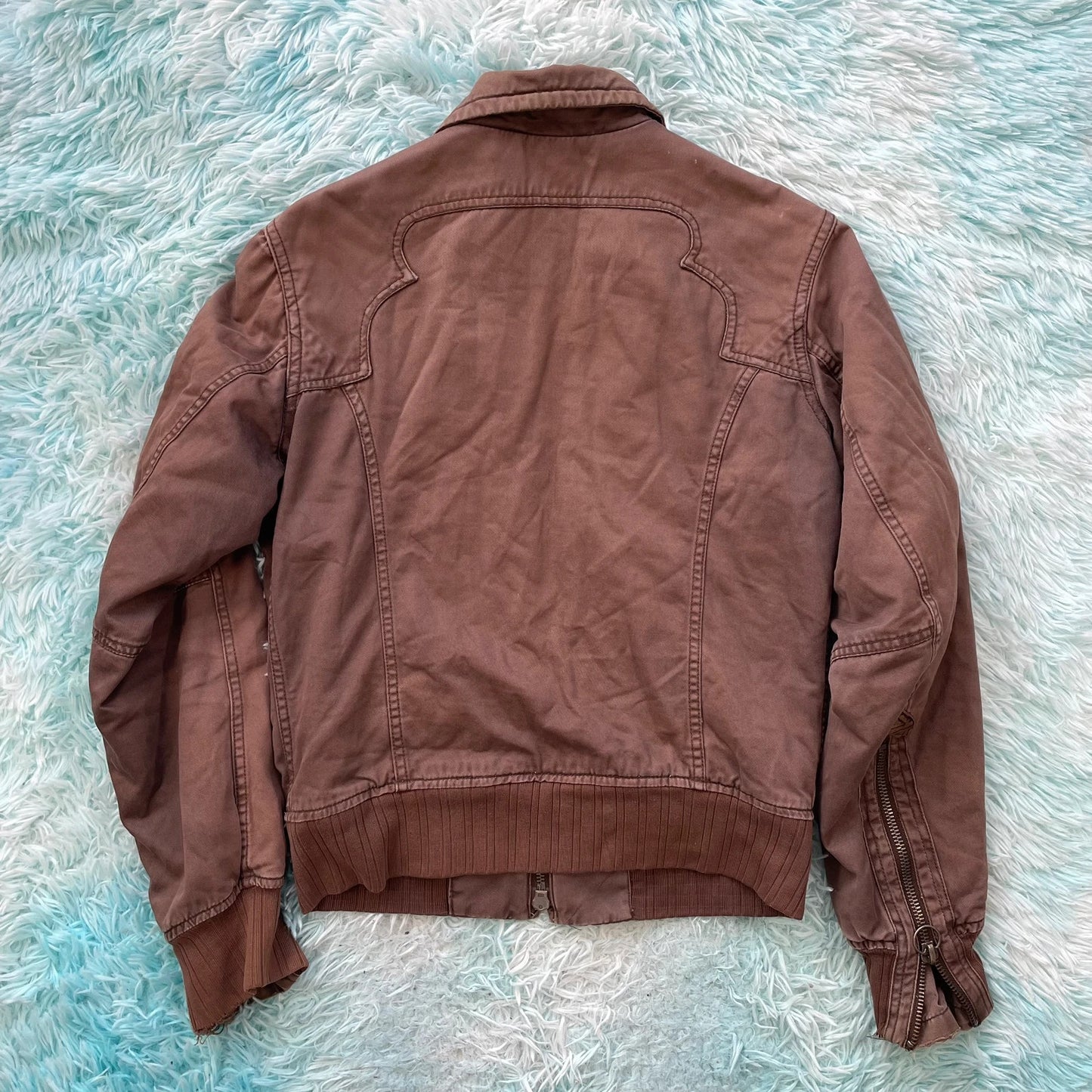 Vintage Y2K Brown Diesel Bomber Jacket - Medium