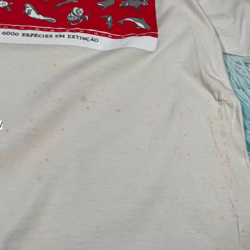 Vintage Cream Animal Print T Shirt - Small