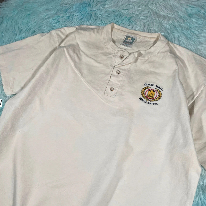 Vintage 90s Cream Henley T Shirt Regatta - XL