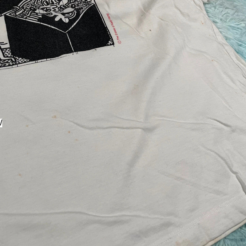 Vintage 00s White Keith Haring Graphic T Shirt - Small