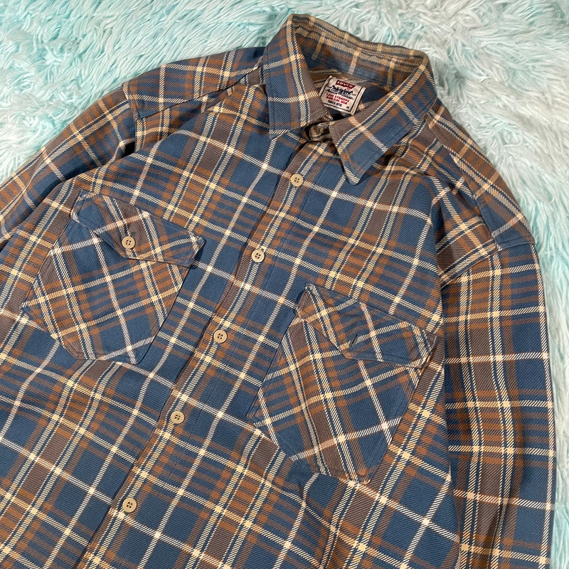 Vintage 90s Blue & Cream Levi’s Flannel Shirt - Medium